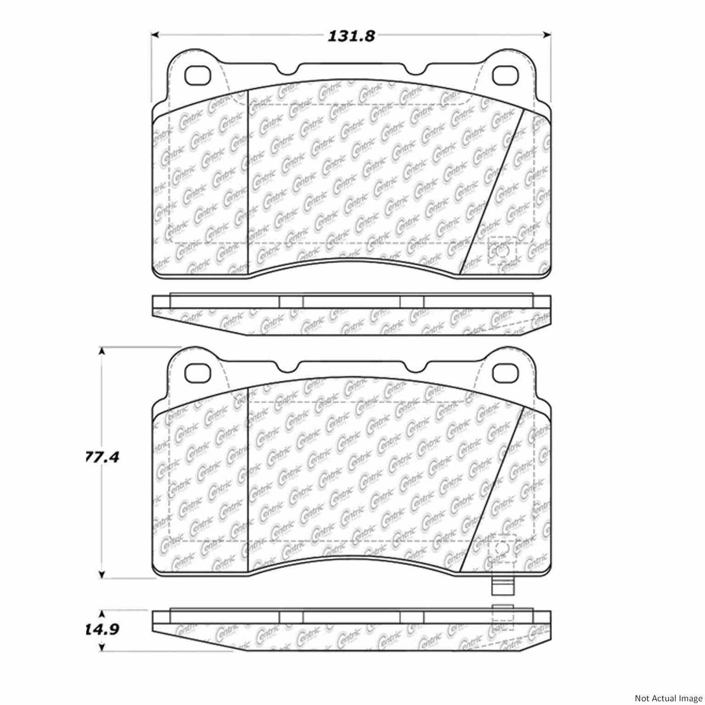 Front View of Front Disc Brake Pad Set CENTRIC 103.10010