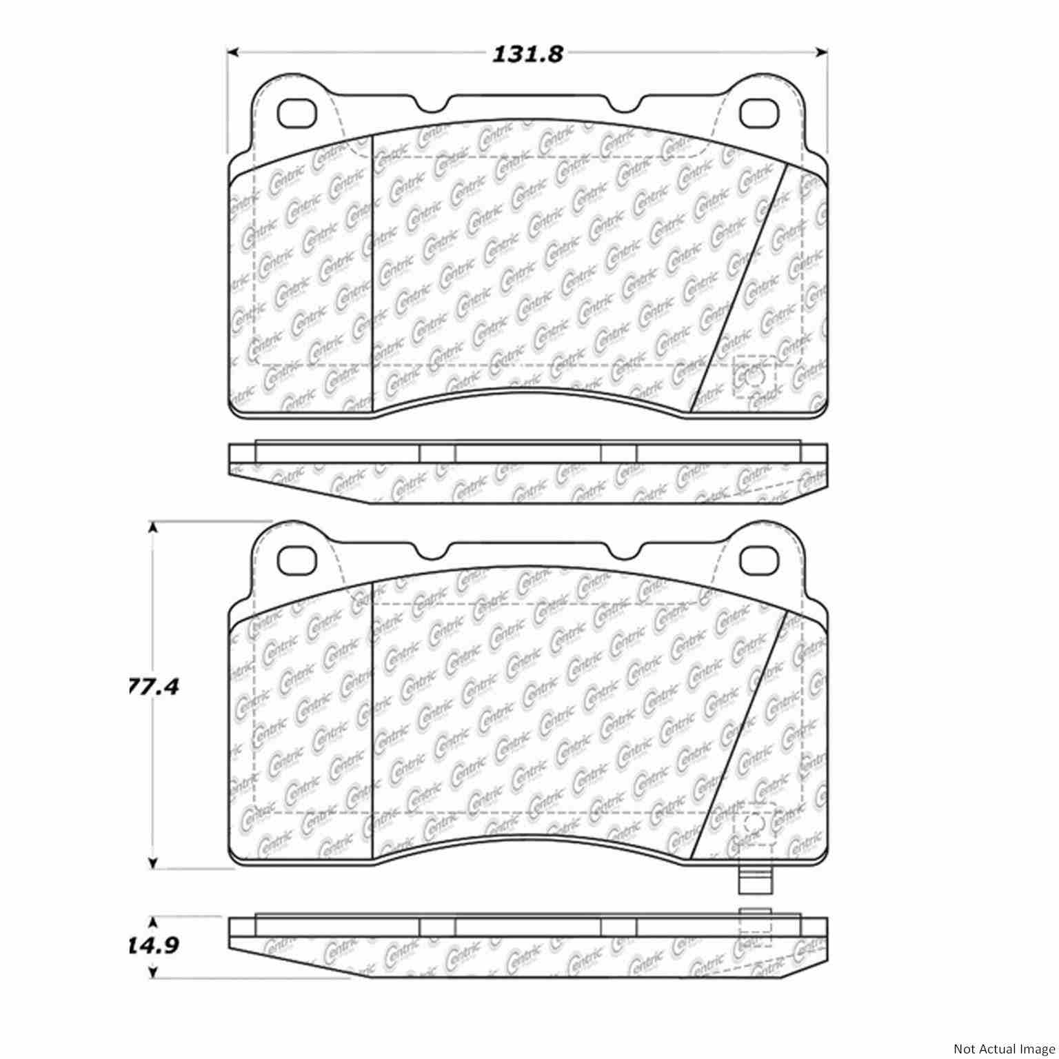 Front View of Front Disc Brake Pad Set CENTRIC 103.10010