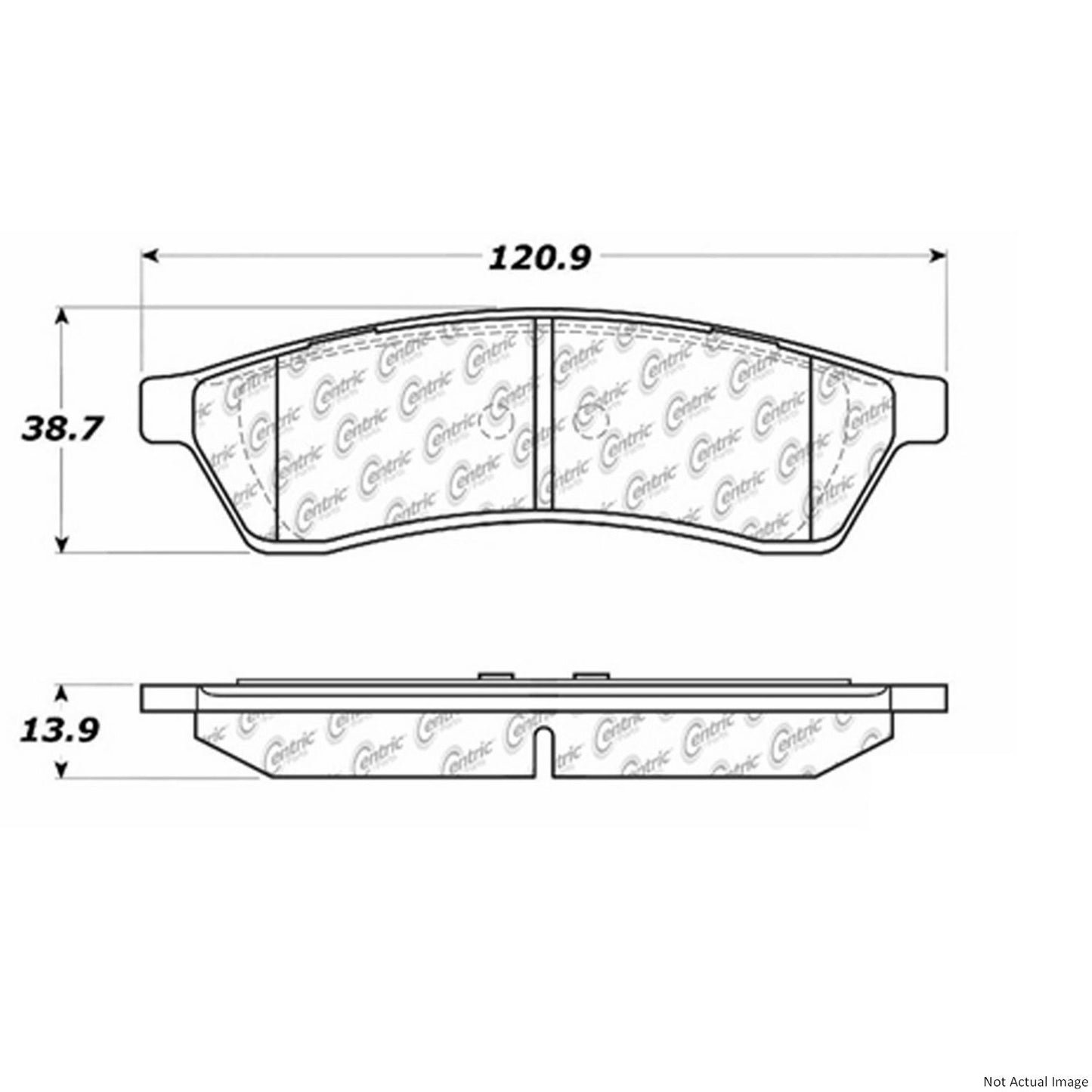 Front View of Rear Disc Brake Pad Set CENTRIC 103.10300