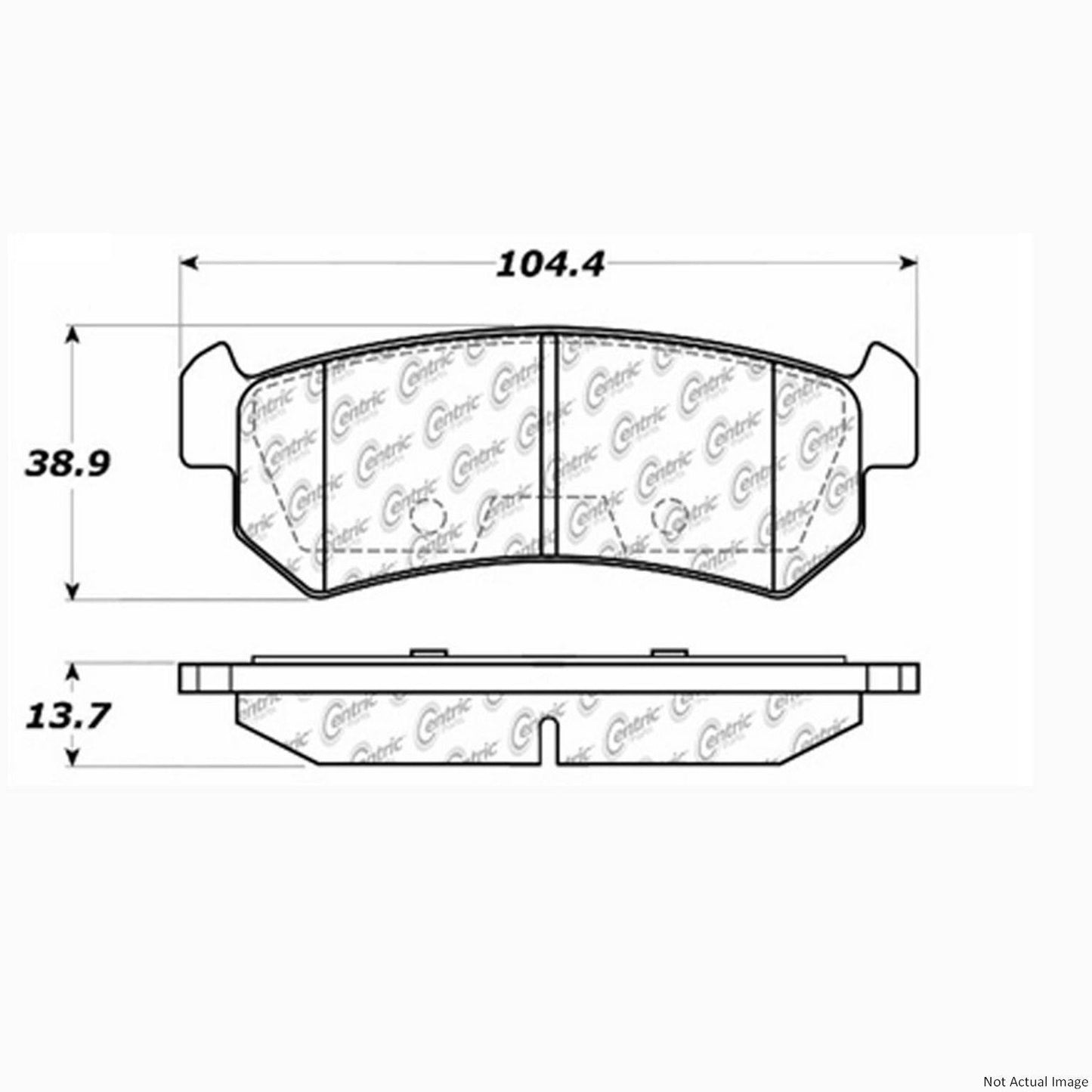 Front View of Rear Disc Brake Pad Set CENTRIC 103.10360