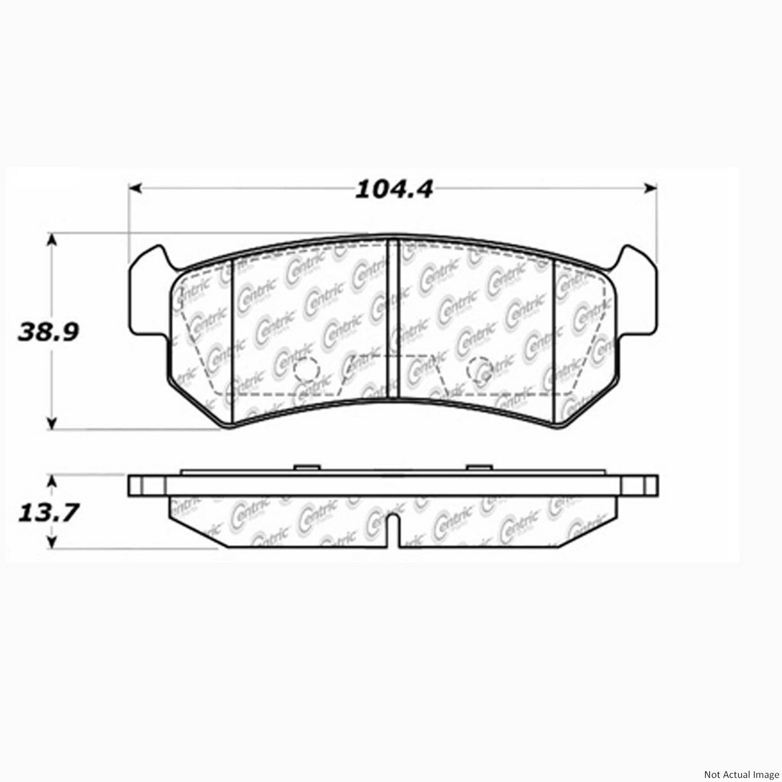 Front View of Rear Disc Brake Pad Set CENTRIC 103.10360