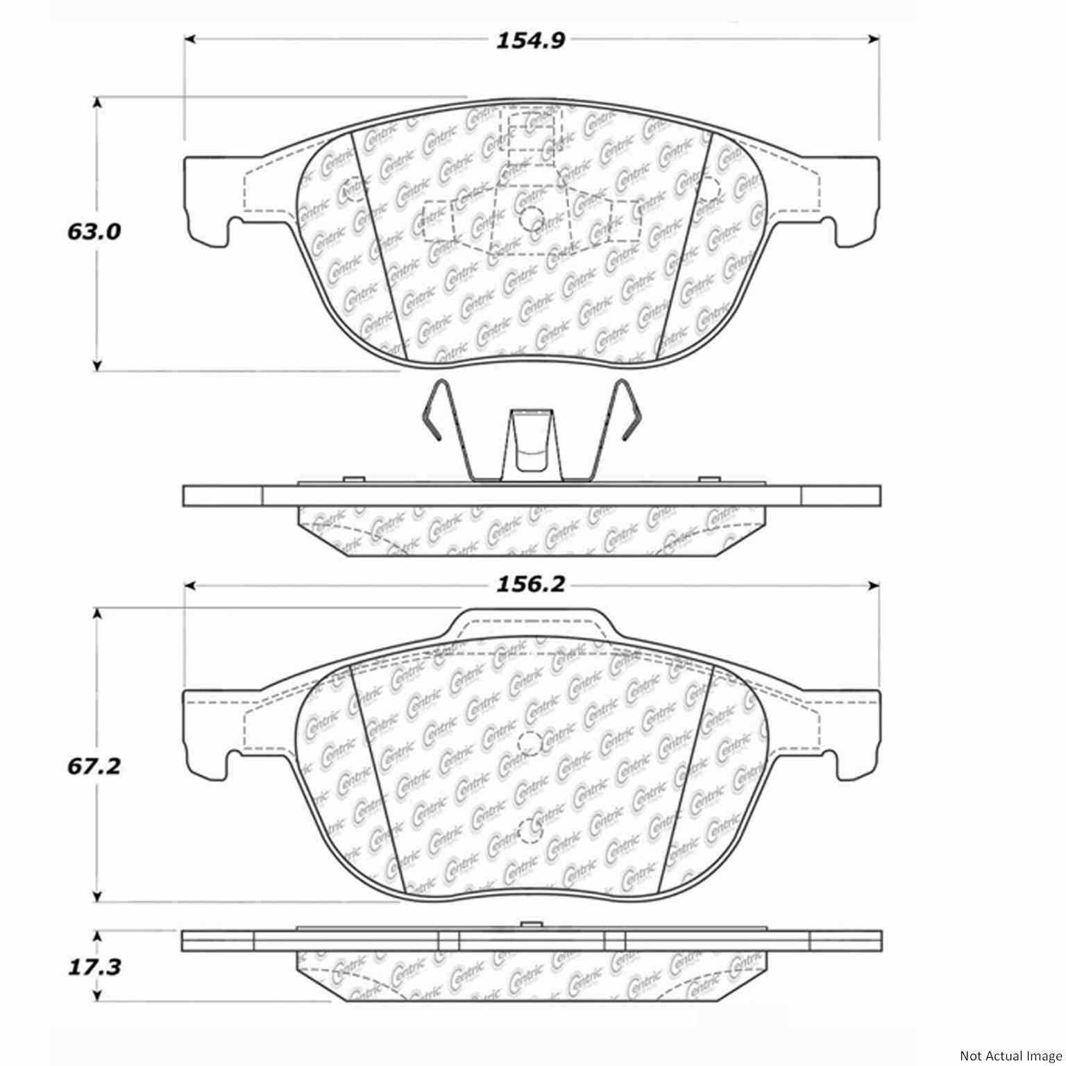 Front View of Front Disc Brake Pad Set CENTRIC 103.10440