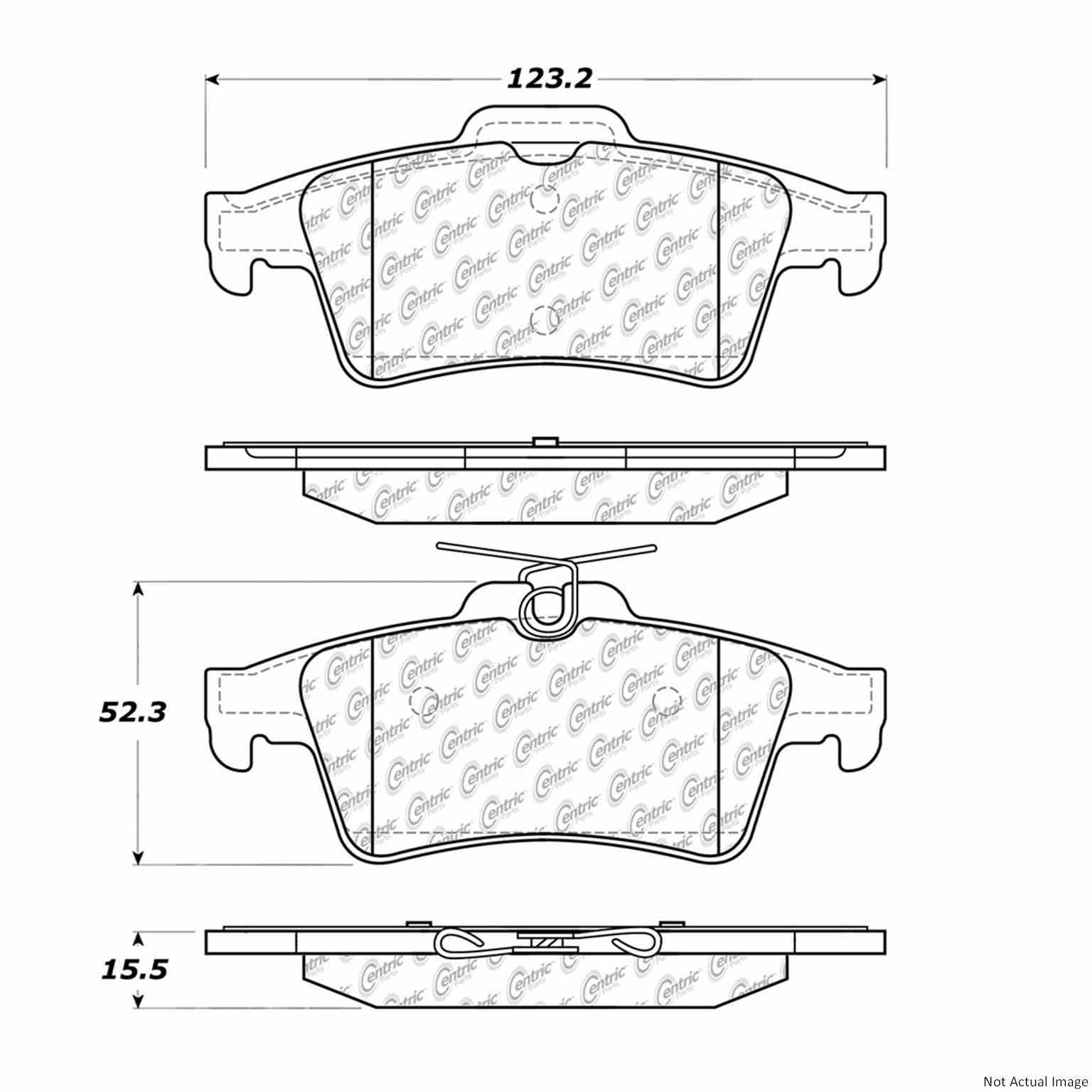 Front View of Rear Disc Brake Pad Set CENTRIC 103.10950