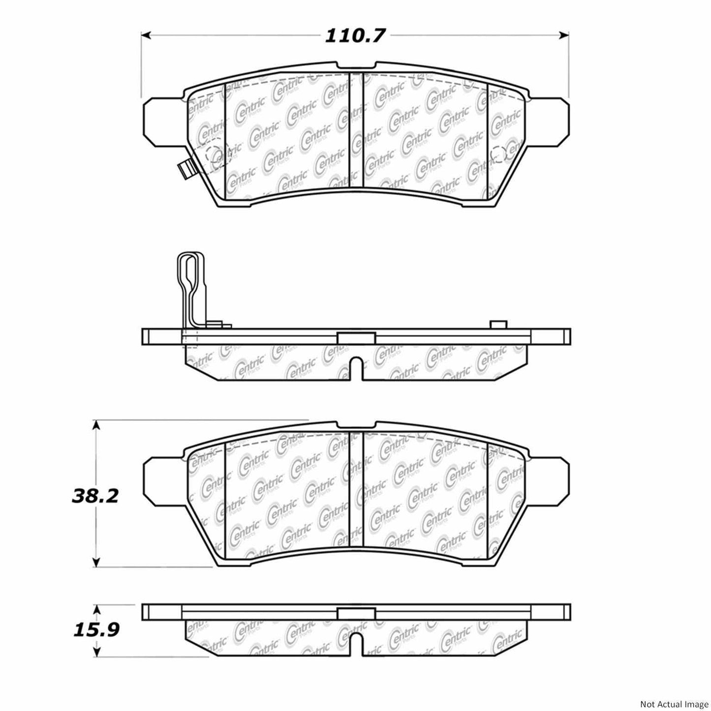 Front View of Rear Disc Brake Pad Set CENTRIC 103.11000