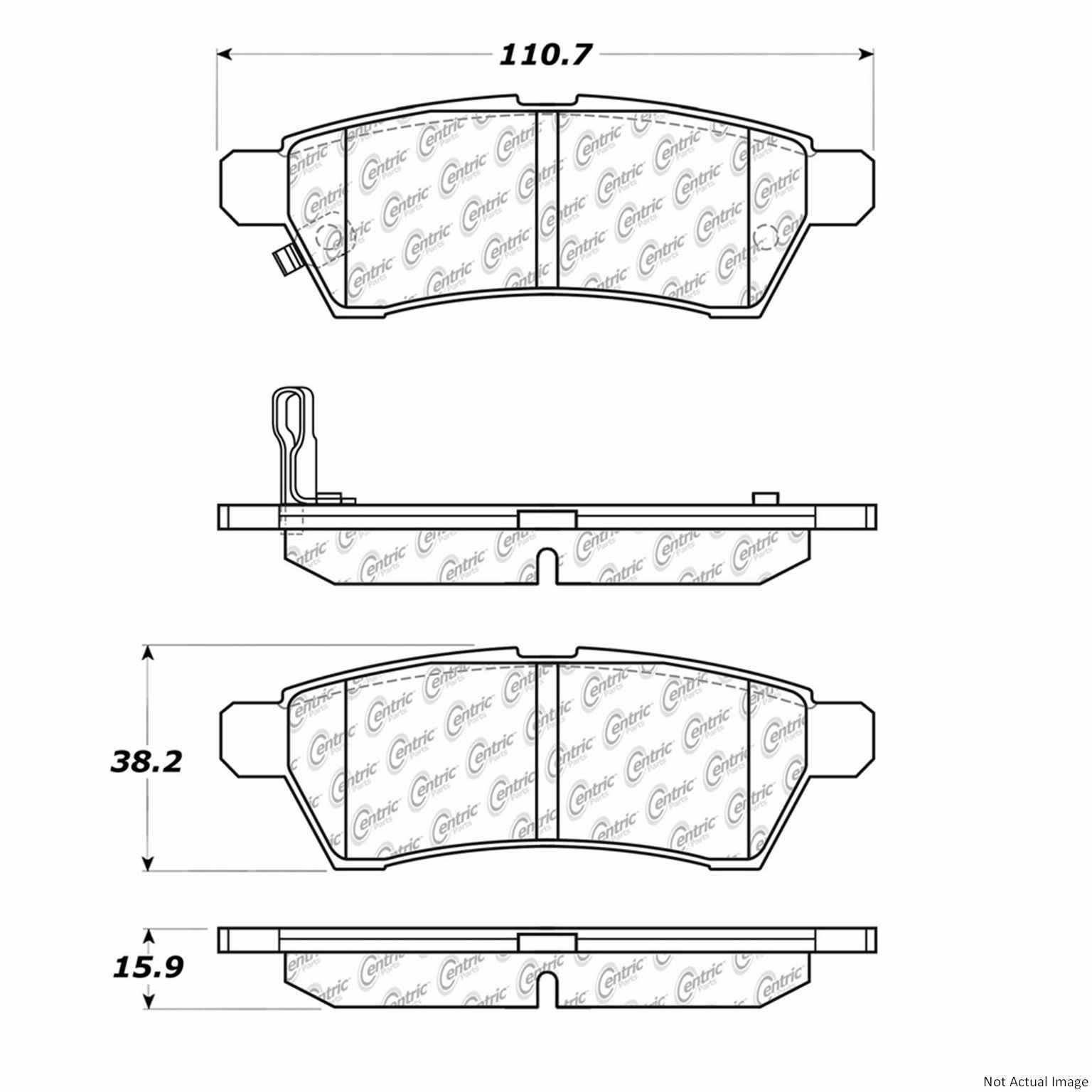 Front View of Rear Disc Brake Pad Set CENTRIC 103.11000