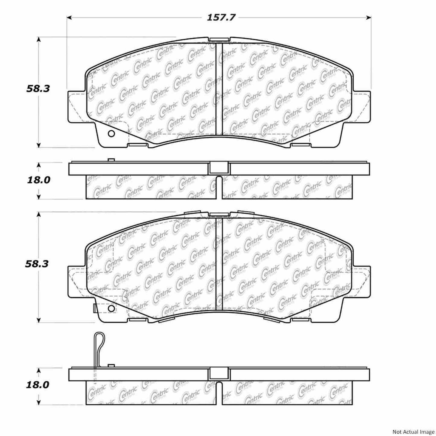 Front View of Front Disc Brake Pad Set CENTRIC 103.11020