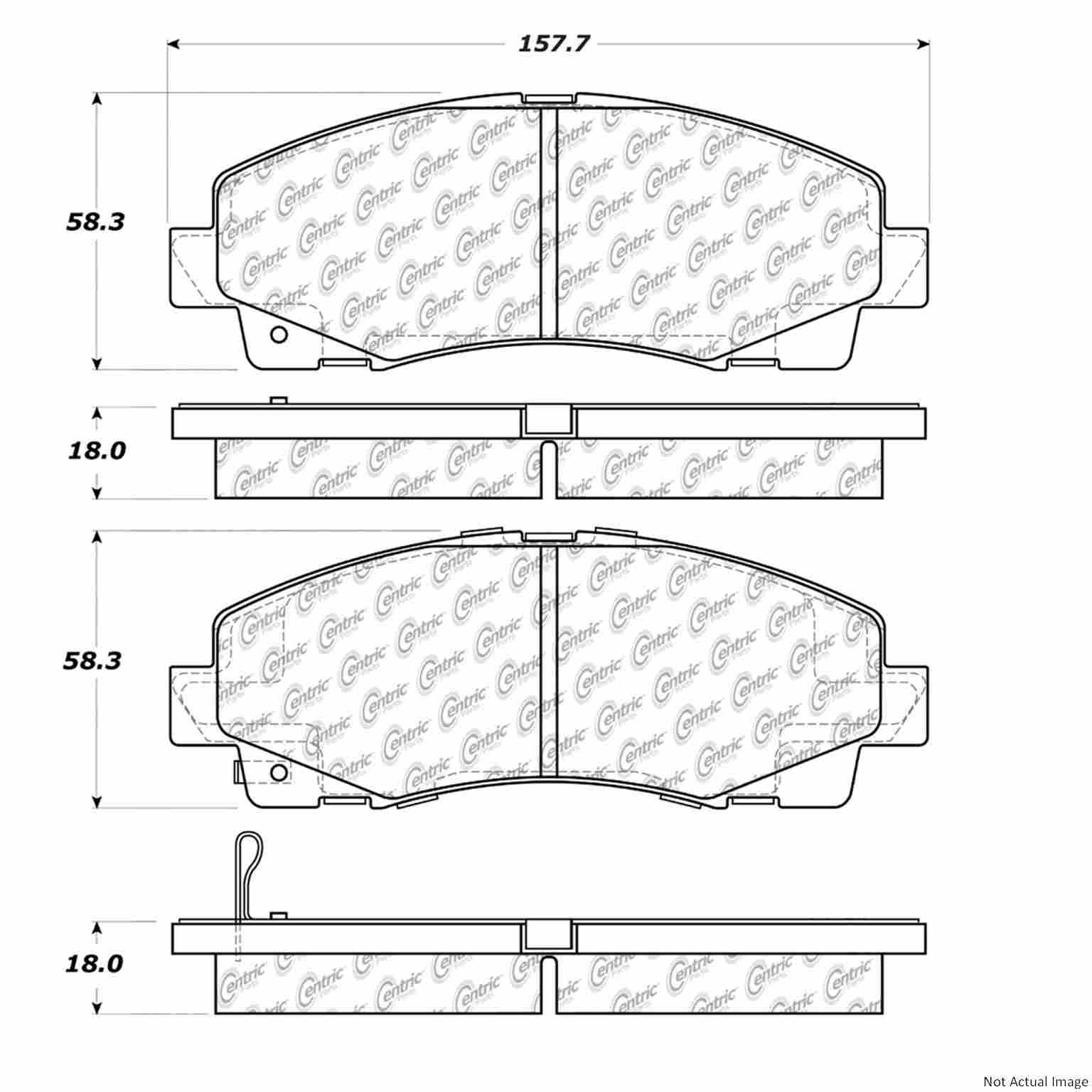 Front View of Front Disc Brake Pad Set CENTRIC 103.11020