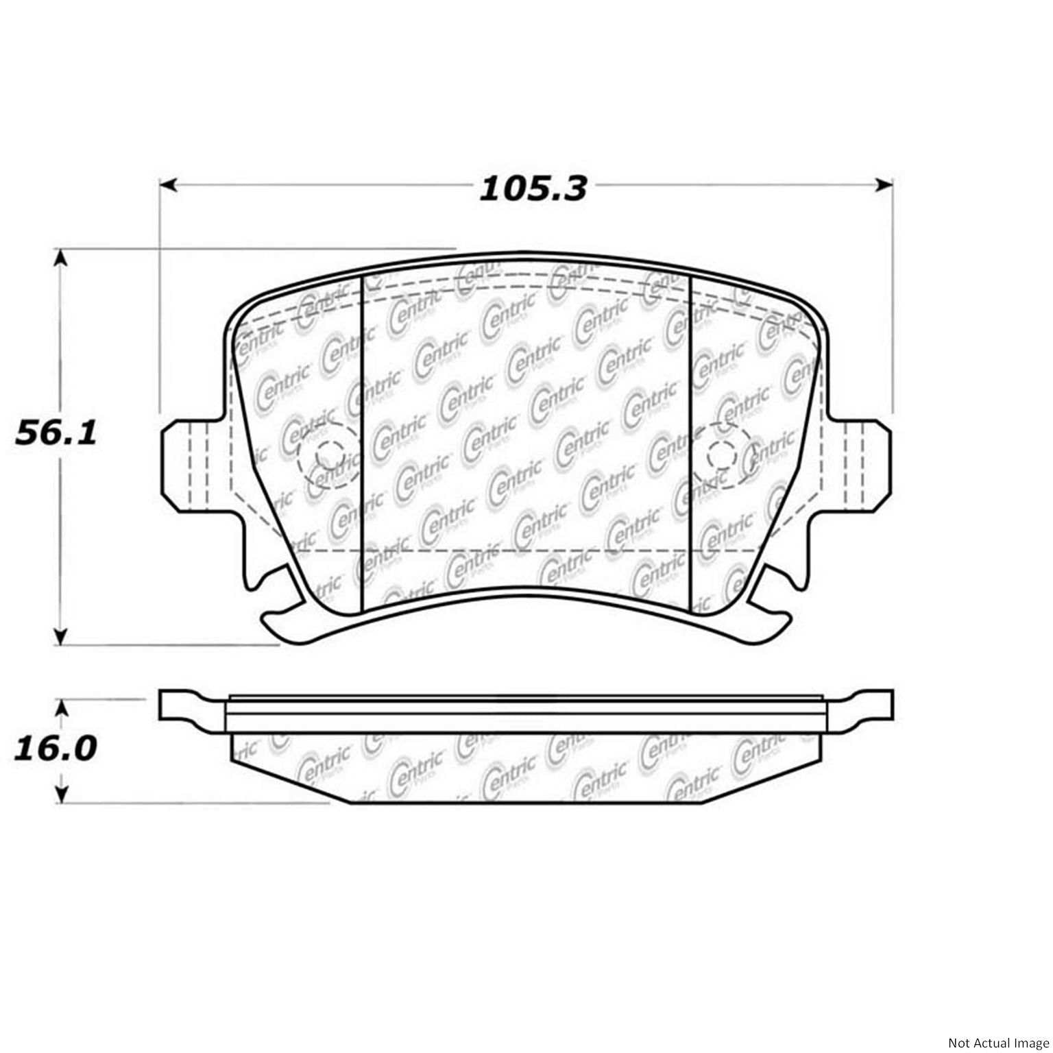 Front View of Rear Disc Brake Pad Set CENTRIC 103.11080