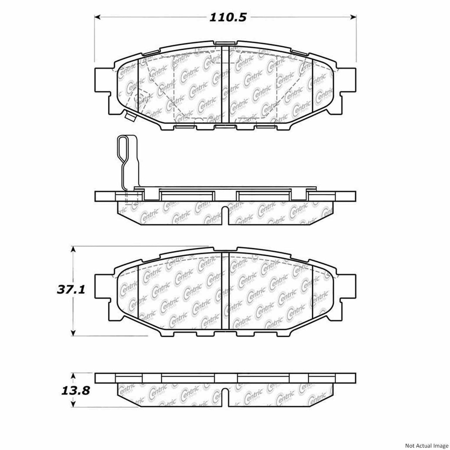 Front View of Rear Disc Brake Pad Set CENTRIC 103.11140