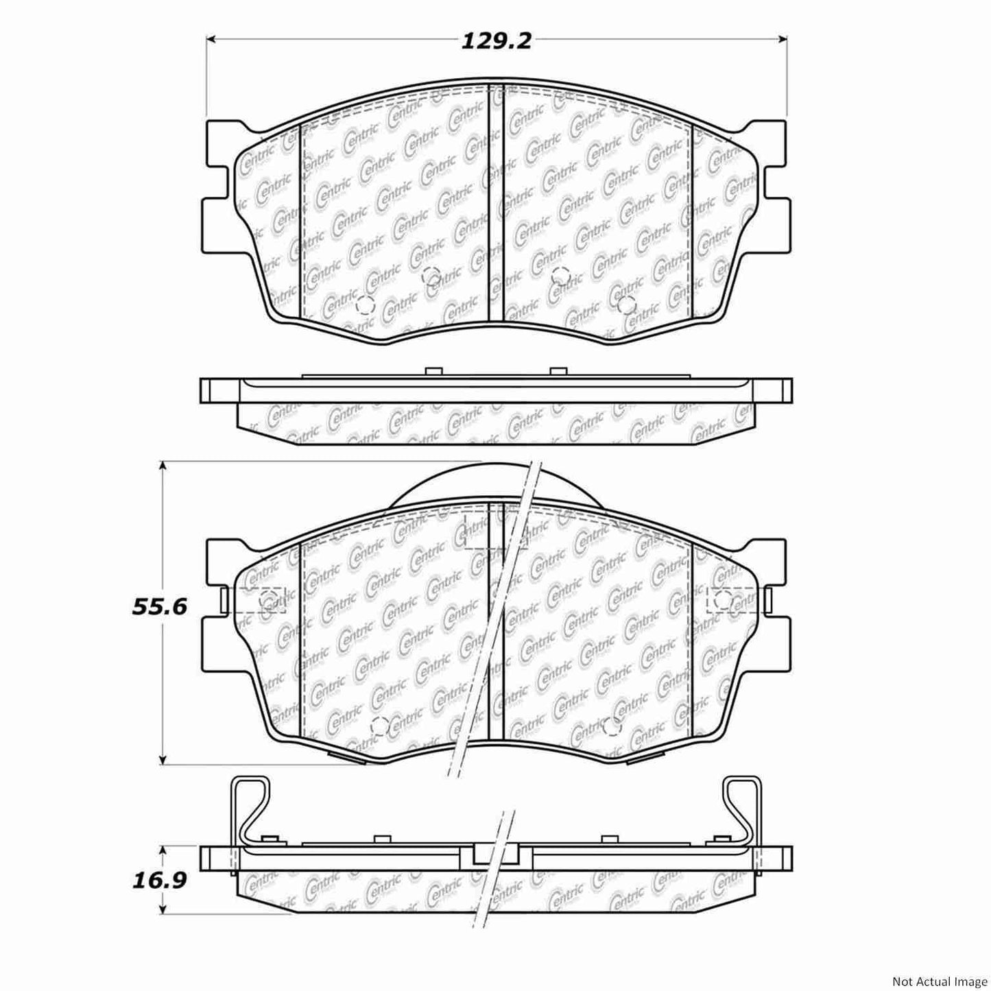 Front View of Front Disc Brake Pad Set CENTRIC 103.11560