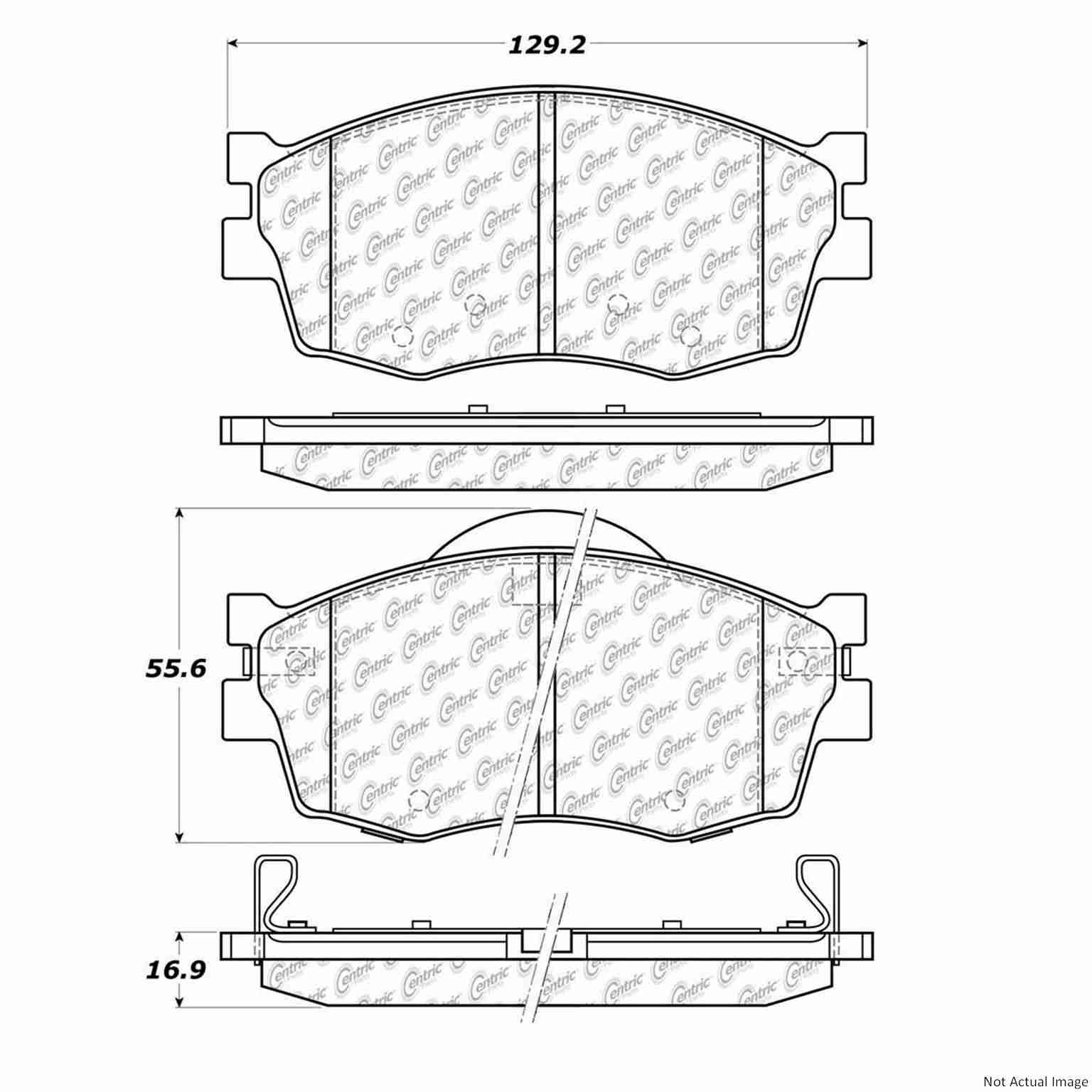 Front View of Front Disc Brake Pad Set CENTRIC 103.11560