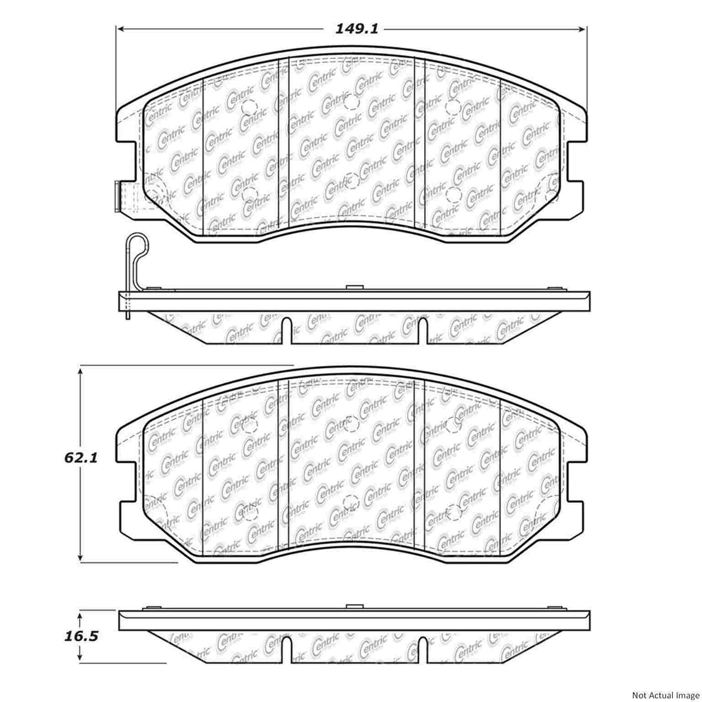 Front View of Front Disc Brake Pad Set CENTRIC 103.12640