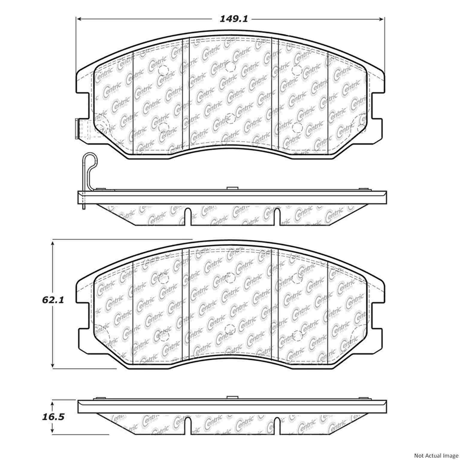 Front View of Front Disc Brake Pad Set CENTRIC 103.12640