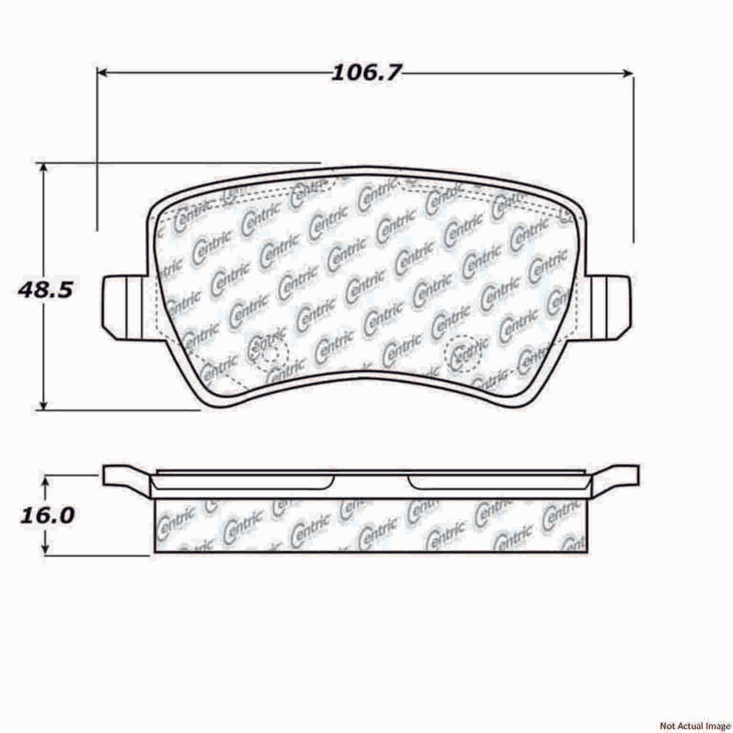 Front View of Rear Disc Brake Pad Set CENTRIC 103.13070