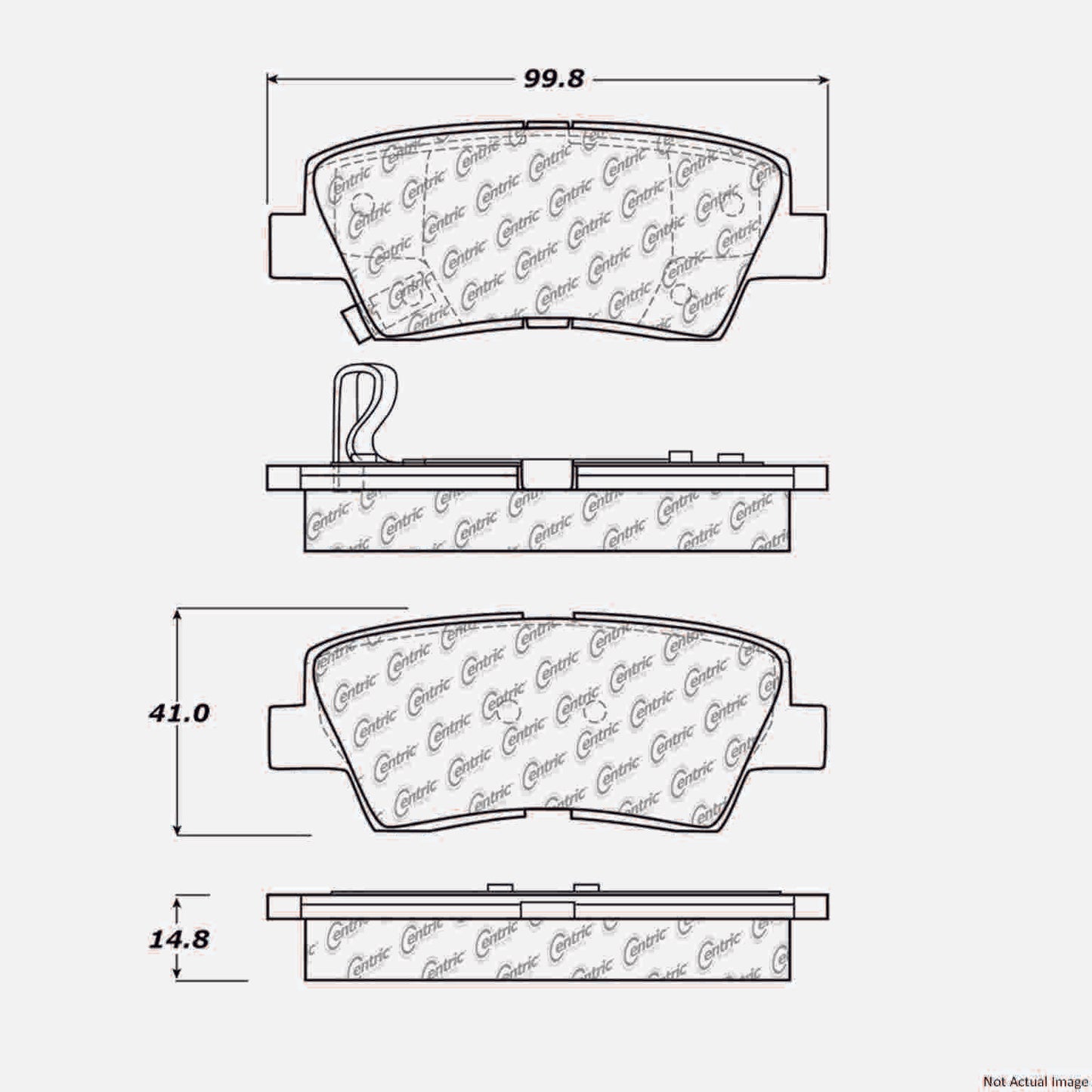 Front View of Rear Disc Brake Pad Set CENTRIC 103.13130