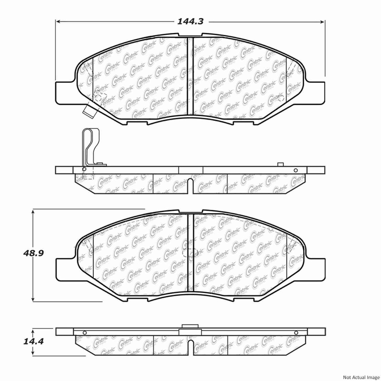 Front View of Front Disc Brake Pad Set CENTRIC 103.13450