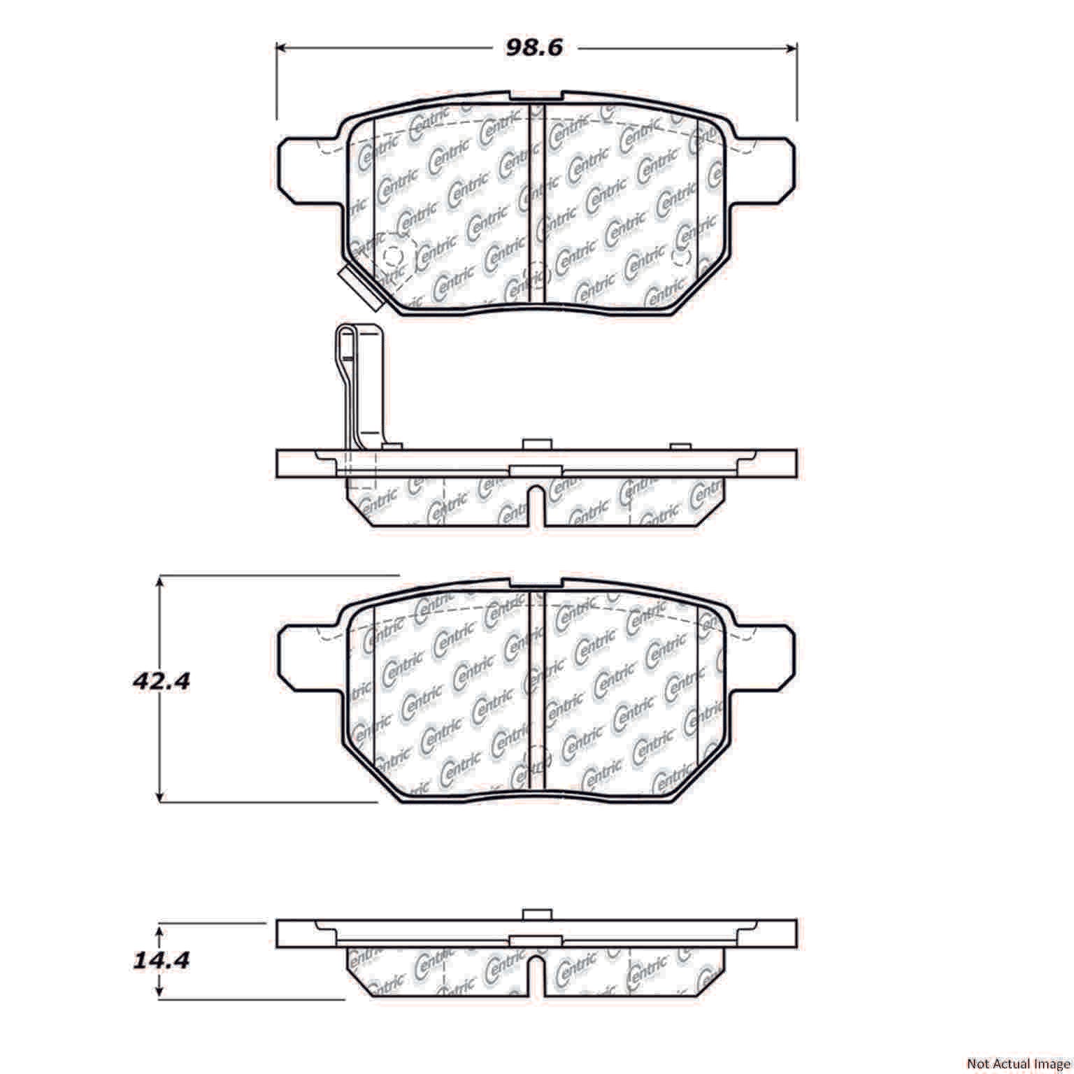 Front View of Rear Disc Brake Pad Set CENTRIC 103.13540