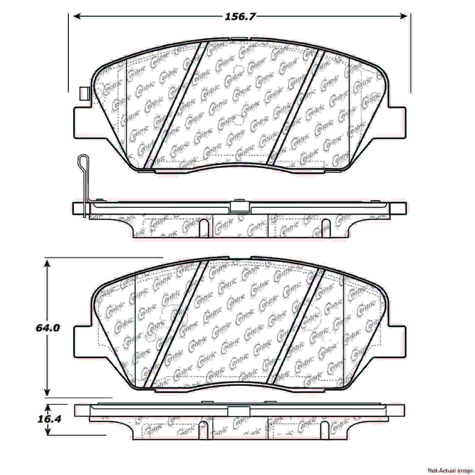 Front View of Front Disc Brake Pad Set CENTRIC 103.13850