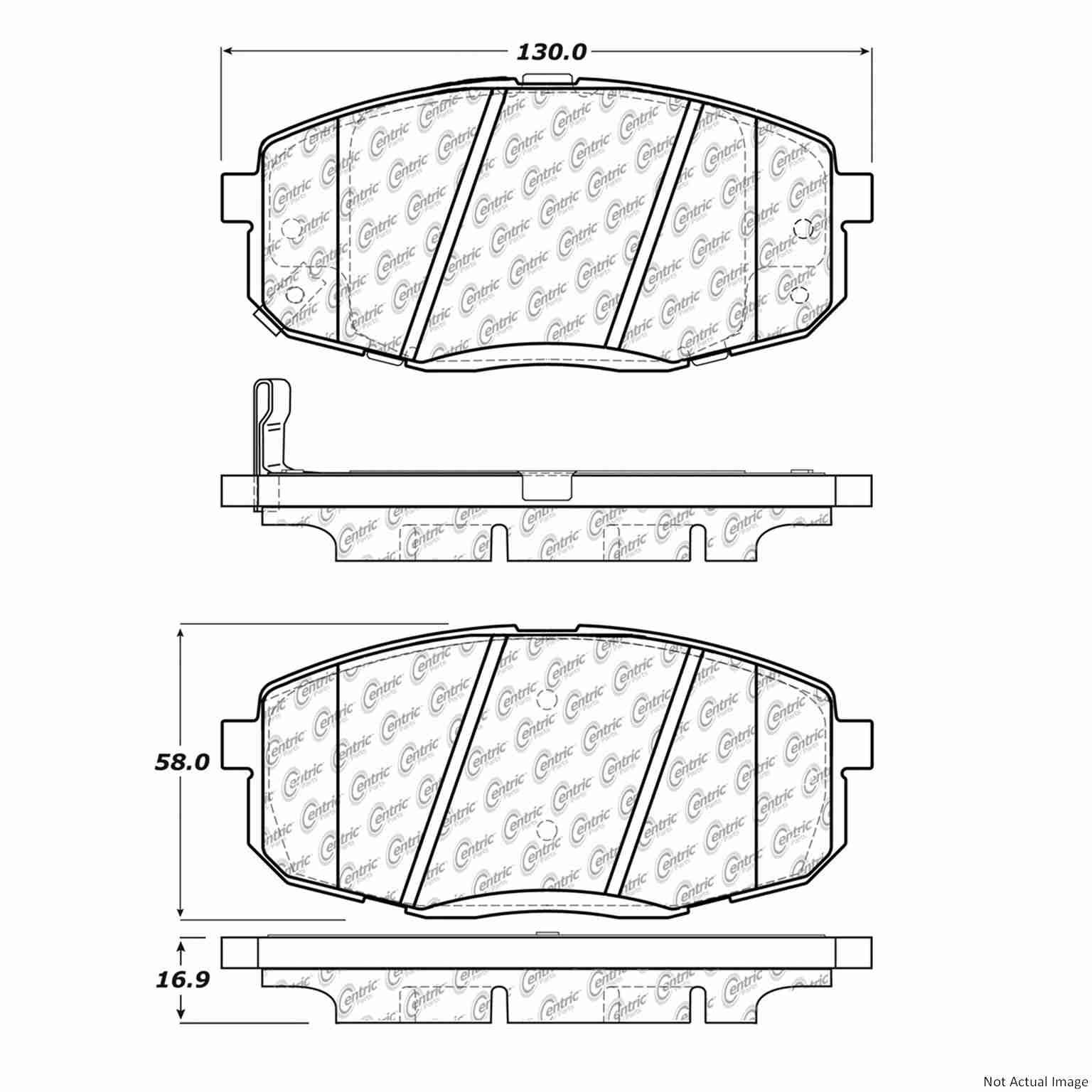 Front View of Front Disc Brake Pad Set CENTRIC 103.13970