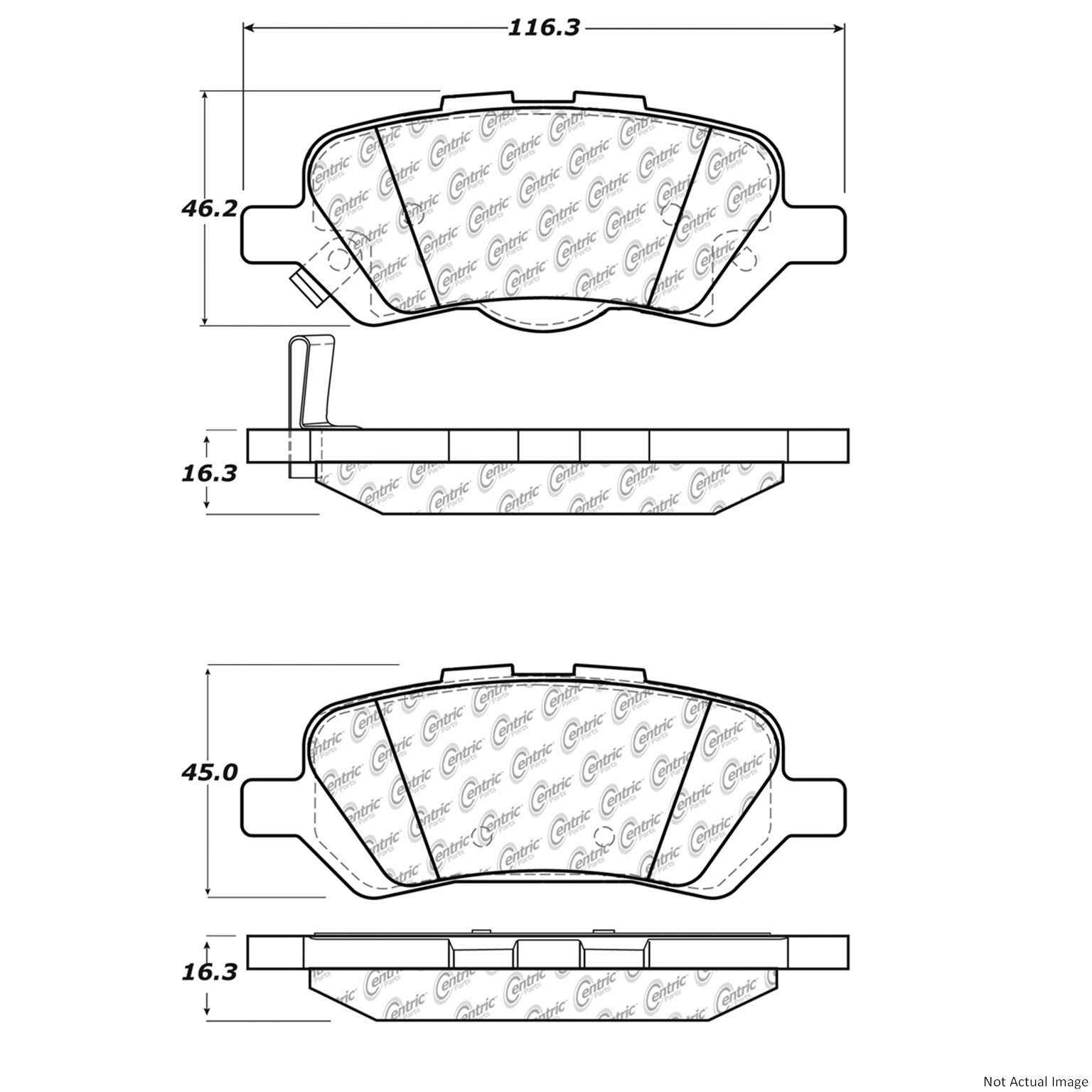 Front View of Rear Disc Brake Pad Set CENTRIC 103.14020