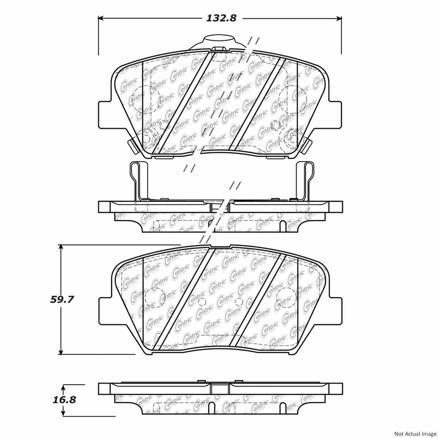 Front View of Front Disc Brake Pad Set CENTRIC 103.14320