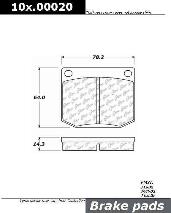 Front View of Front Disc Brake Pad Set CENTRIC 104.00020