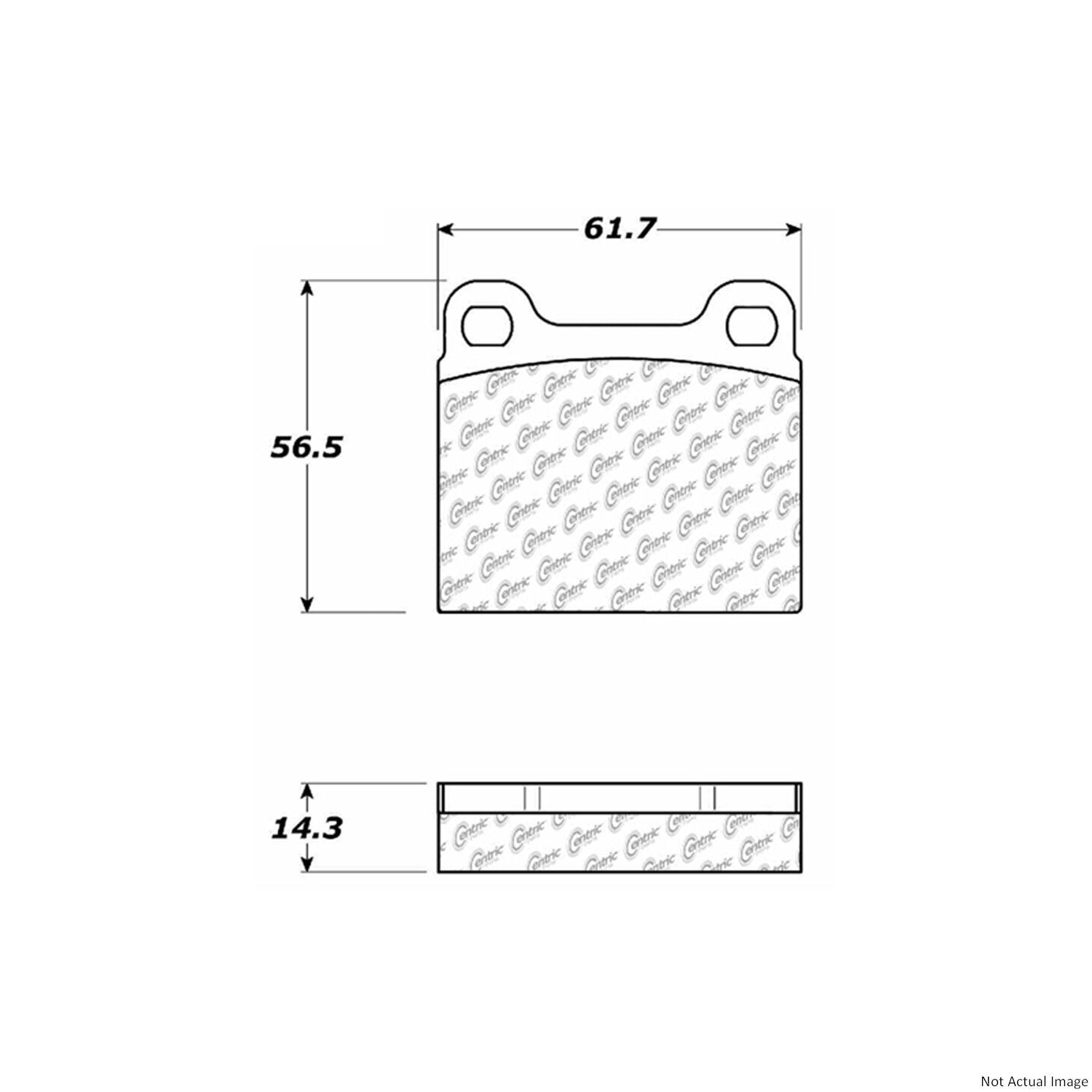 Front View of Rear Disc Brake Pad Set CENTRIC 104.00310