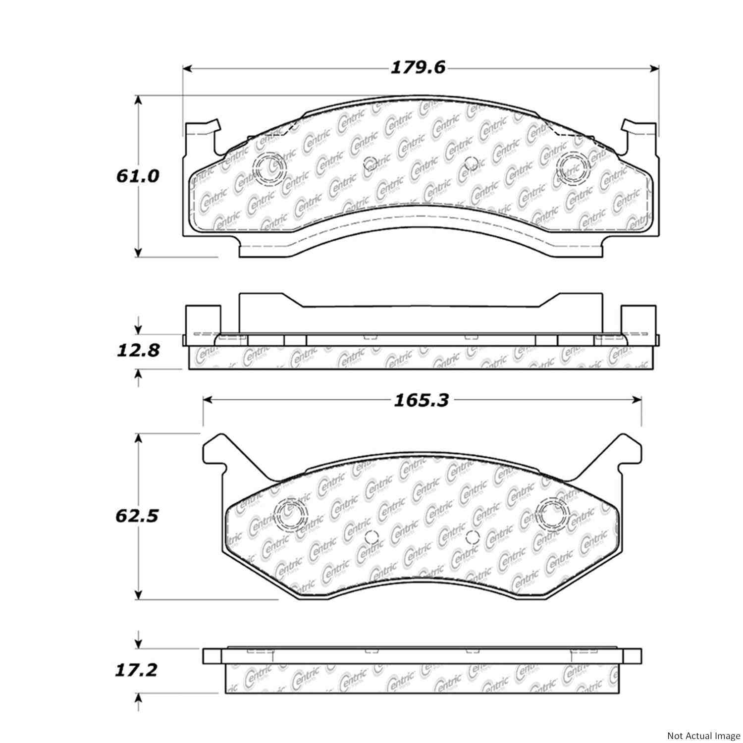 Front View of Front Disc Brake Pad Set CENTRIC 104.01230