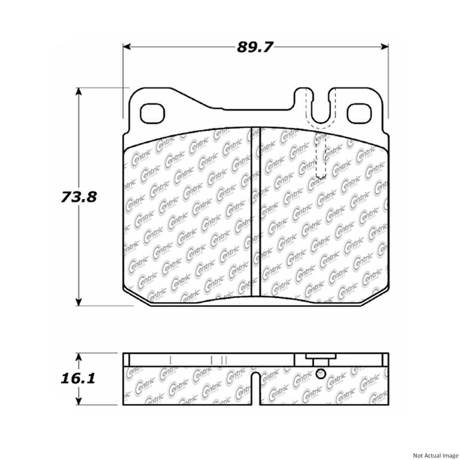 Front View of Front Disc Brake Pad Set CENTRIC 104.01451