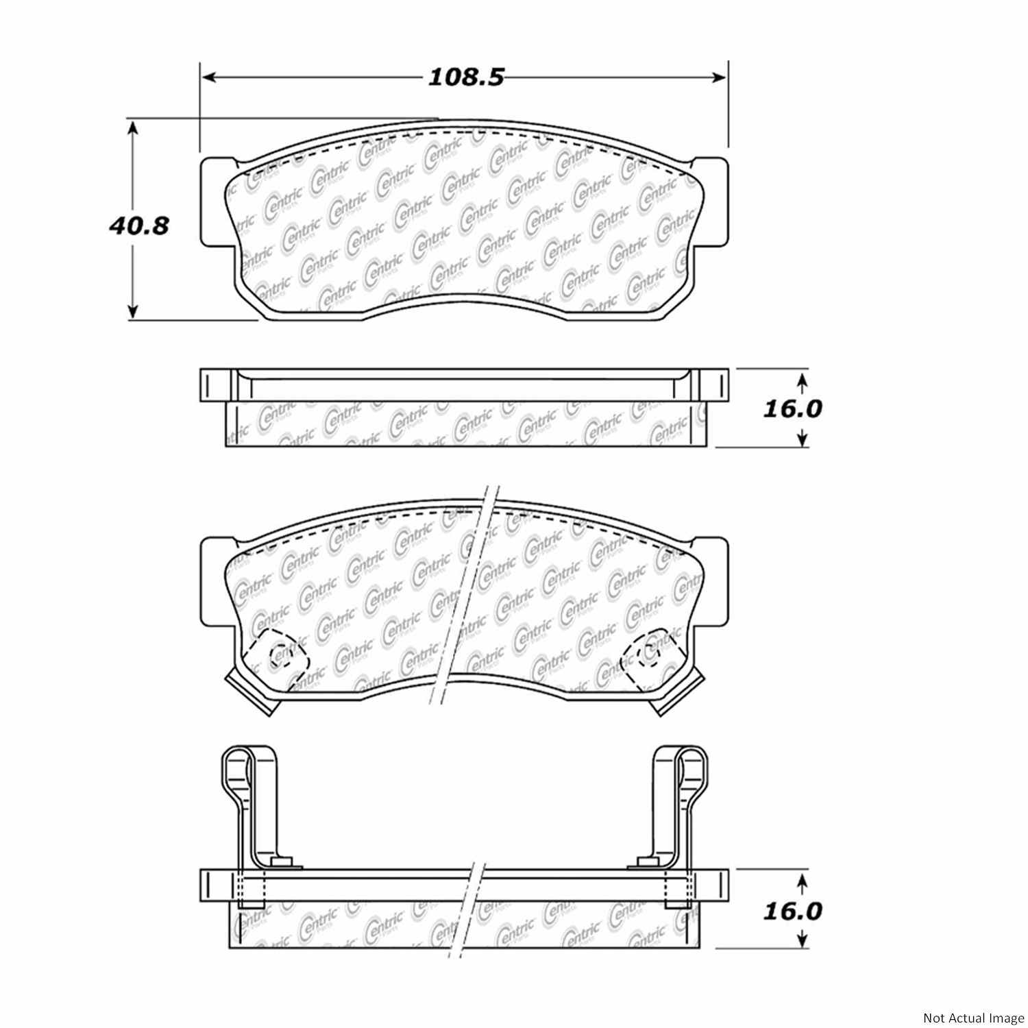 Front View of Front Disc Brake Pad Set CENTRIC 104.02750