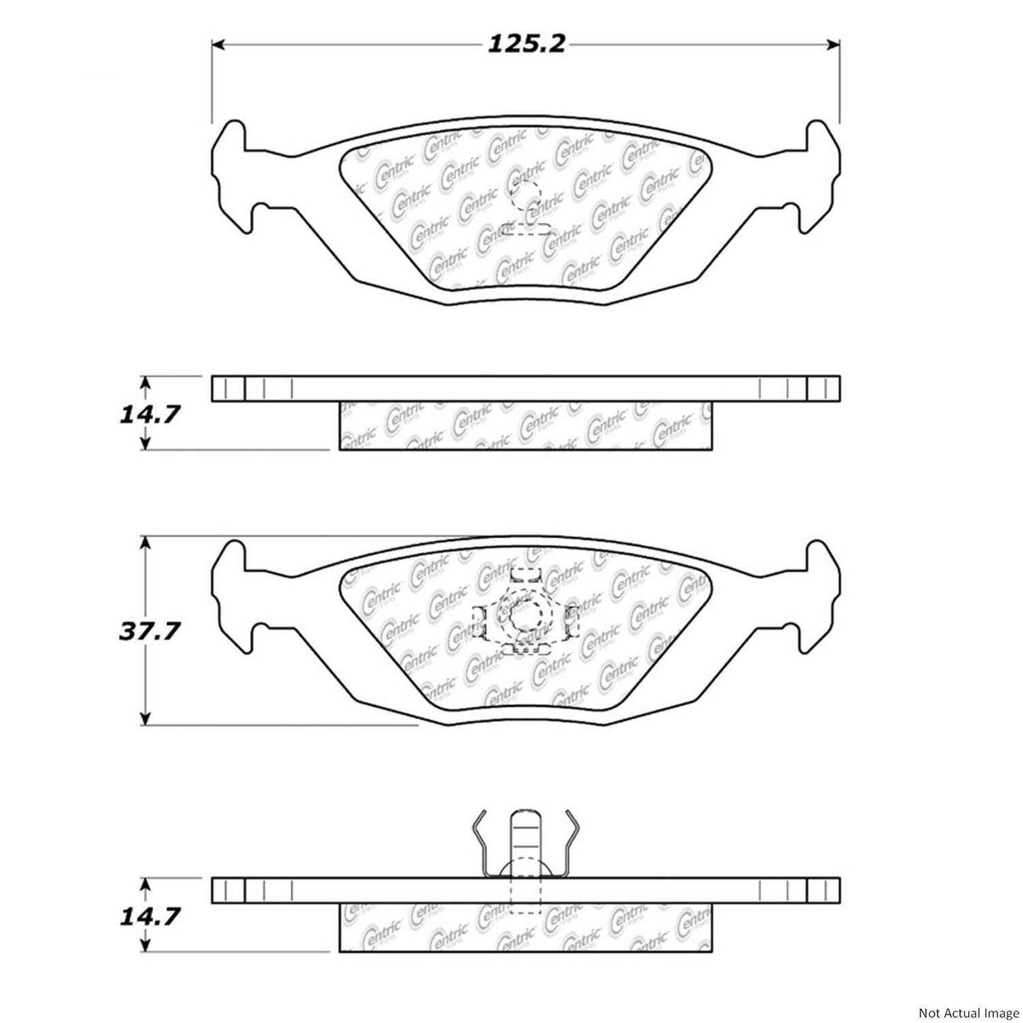 Front View of Rear Disc Brake Pad Set CENTRIC 104.03220