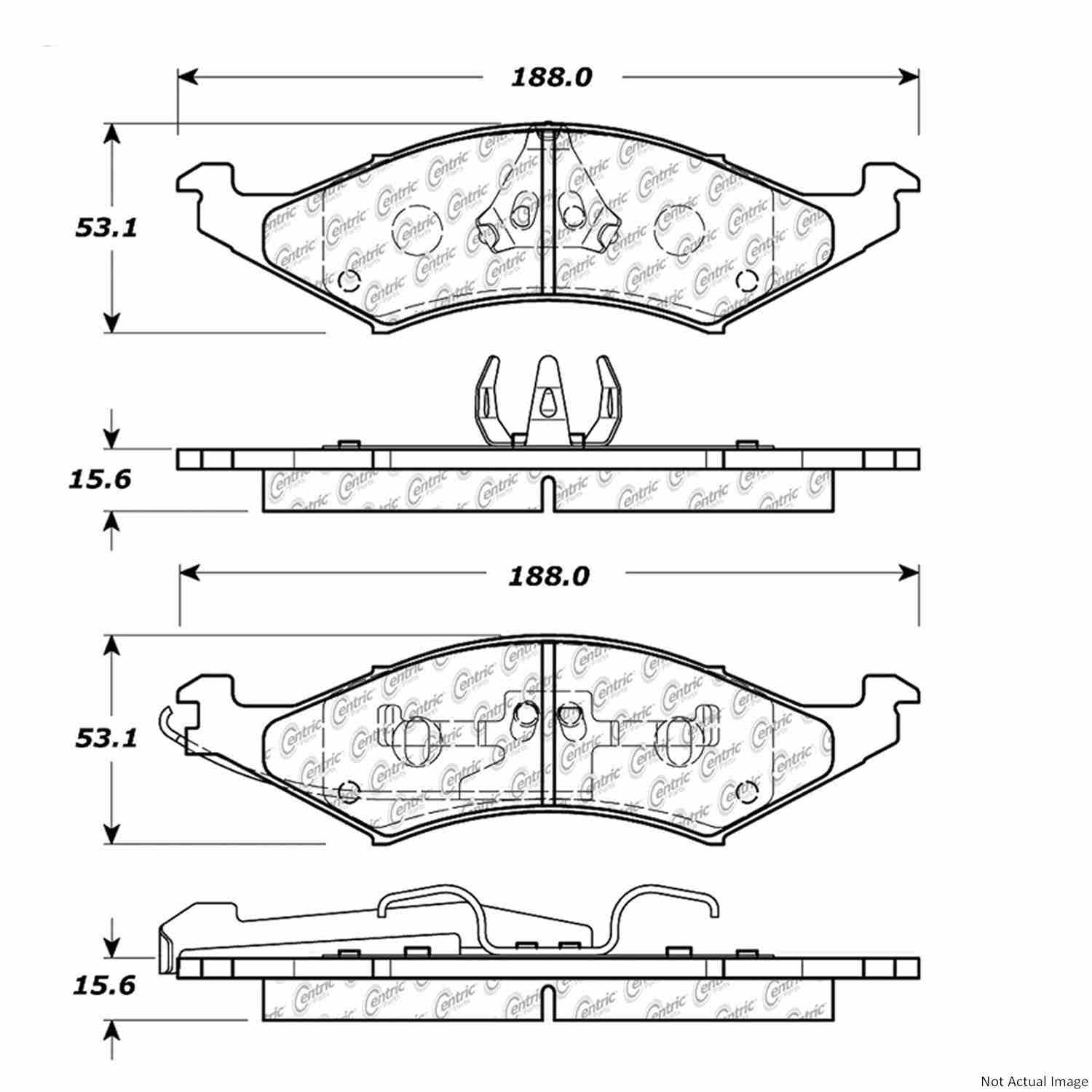 Front View of Front Disc Brake Pad Set CENTRIC 104.03240