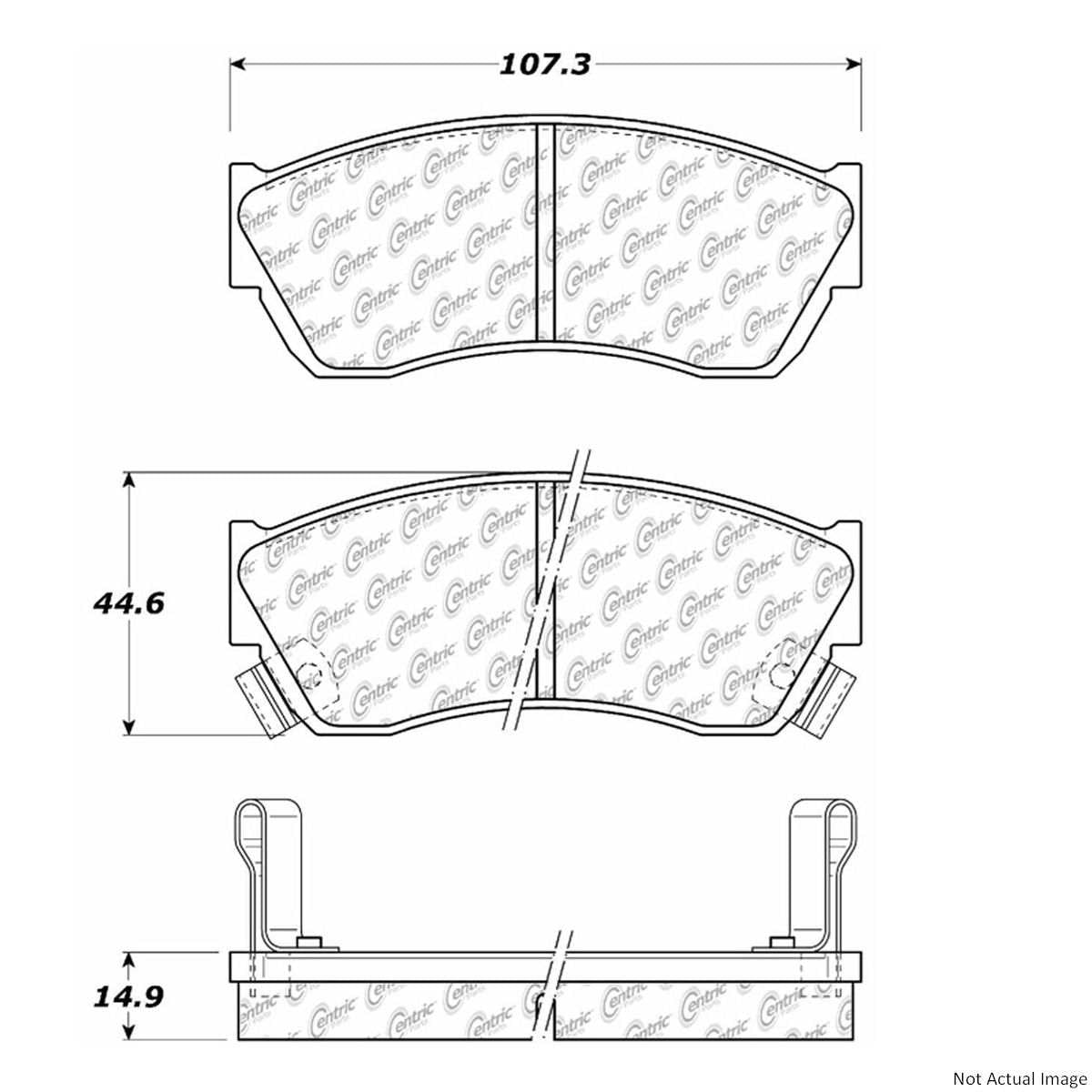 Front View of Front Disc Brake Pad Set CENTRIC 104.04510