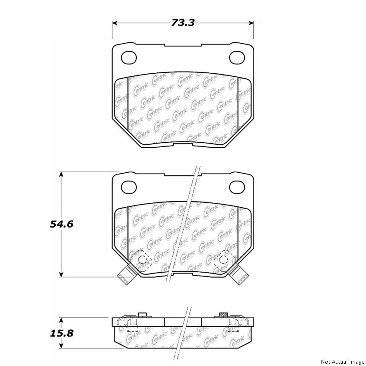 Front View of Rear Disc Brake Pad Set CENTRIC 104.04610