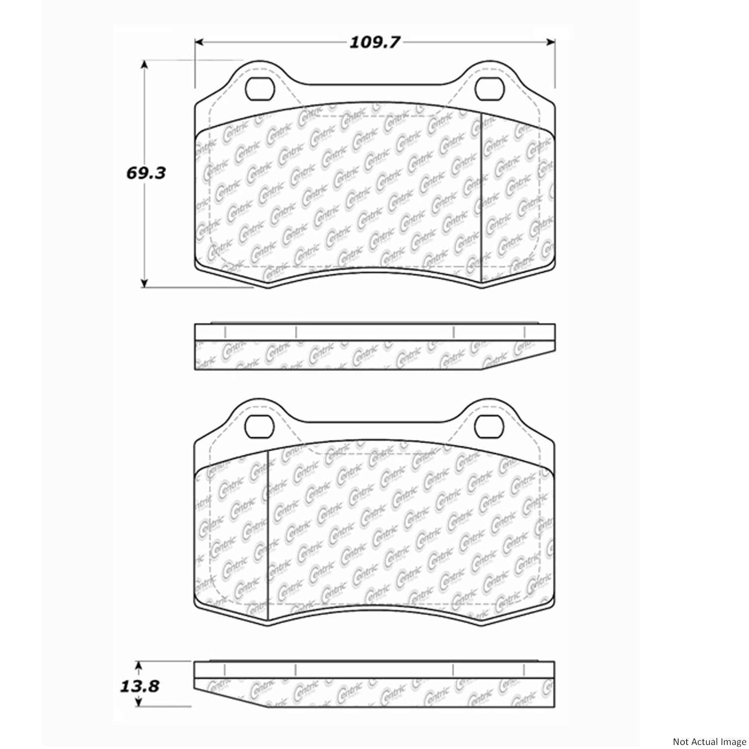 Front View of Rear Disc Brake Pad Set CENTRIC 104.05921