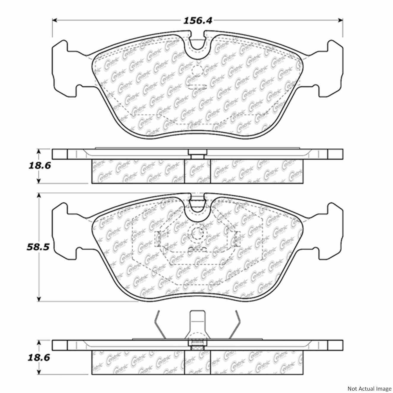 Front View of Front Disc Brake Pad Set CENTRIC 104.06180