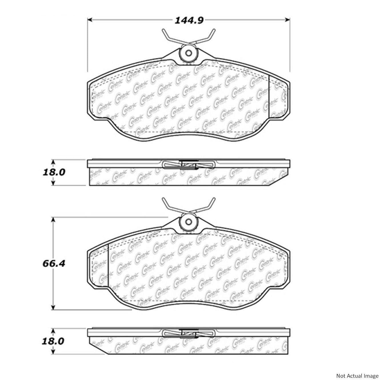 Front View of Front Disc Brake Pad Set CENTRIC 104.06760