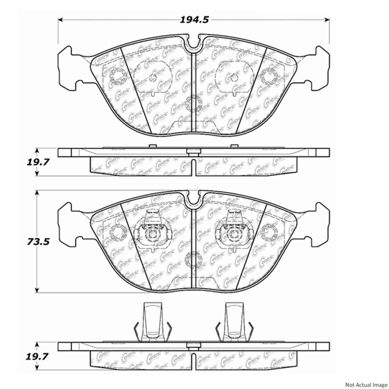 Front View of Front Disc Brake Pad Set CENTRIC 104.06820