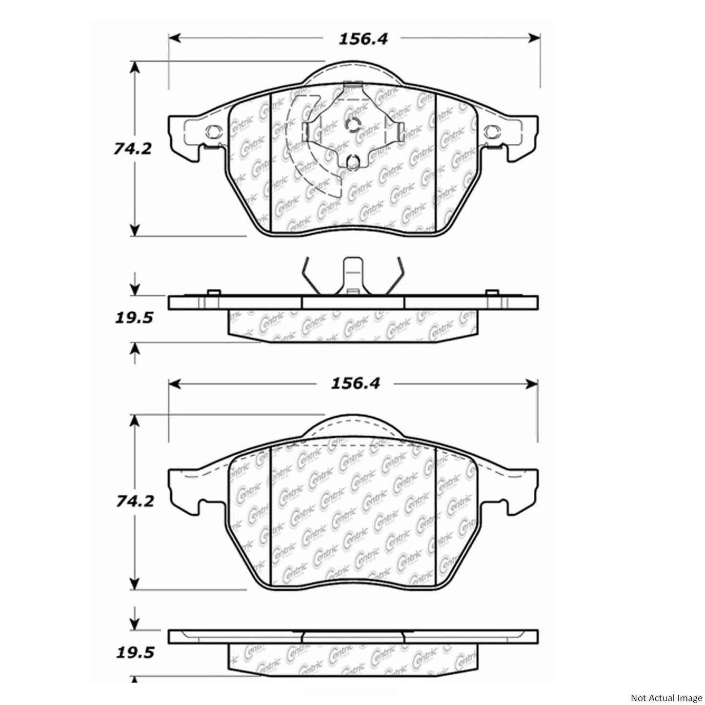 Front View of Front Disc Brake Pad Set CENTRIC 104.06870