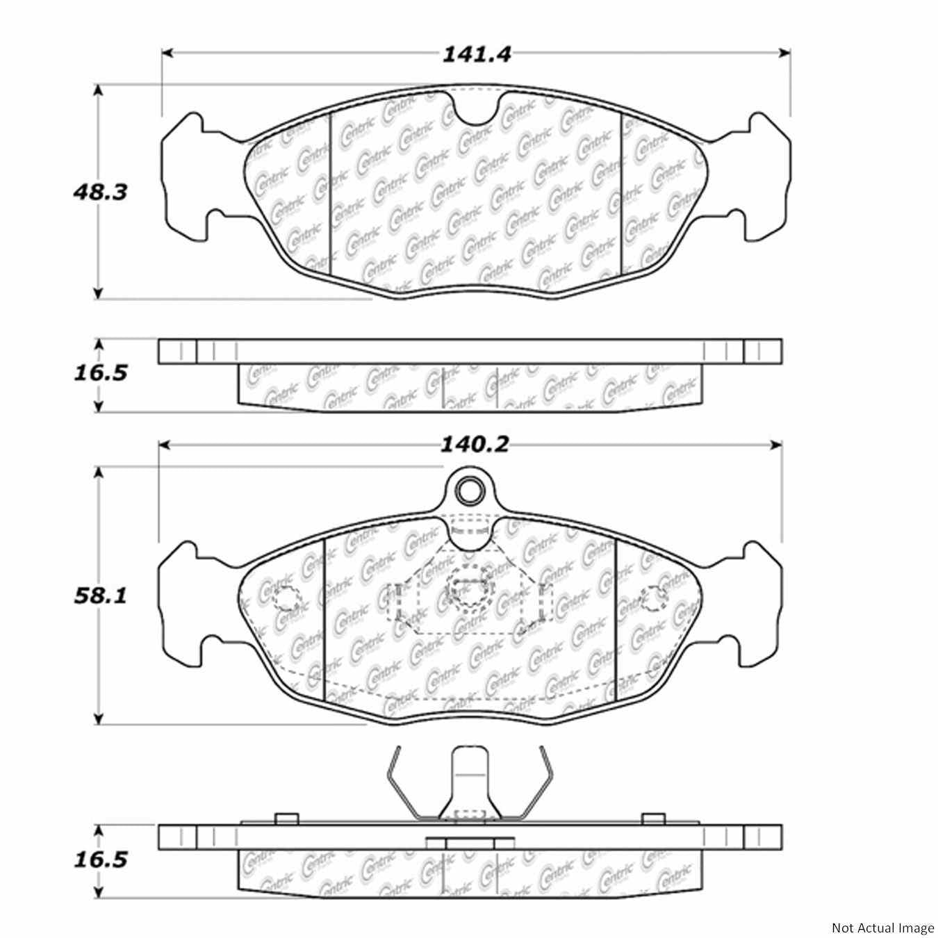 Front View of Rear Disc Brake Pad Set CENTRIC 104.06880