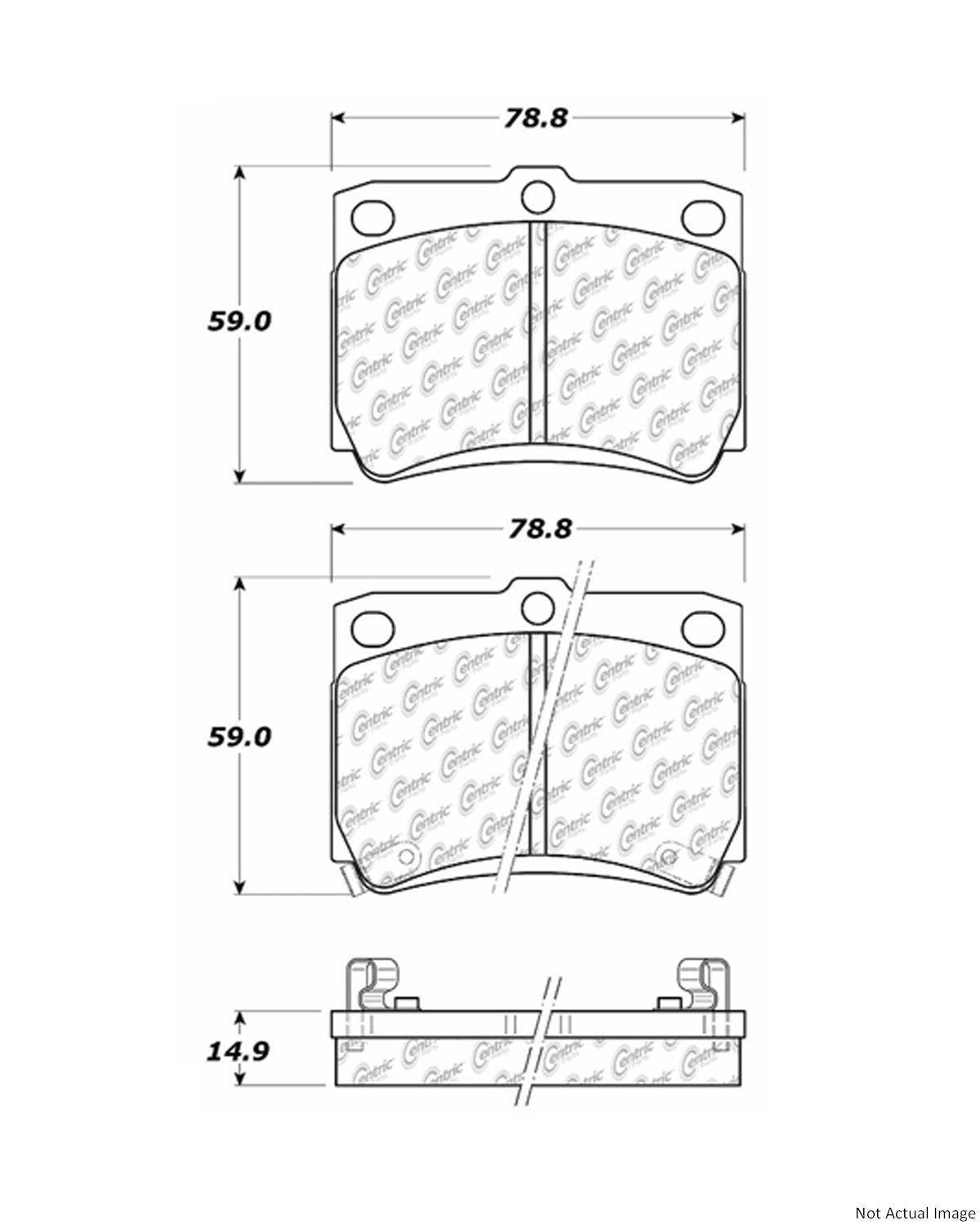 Front View of Rear Disc Brake Pad Set CENTRIC 104.07330