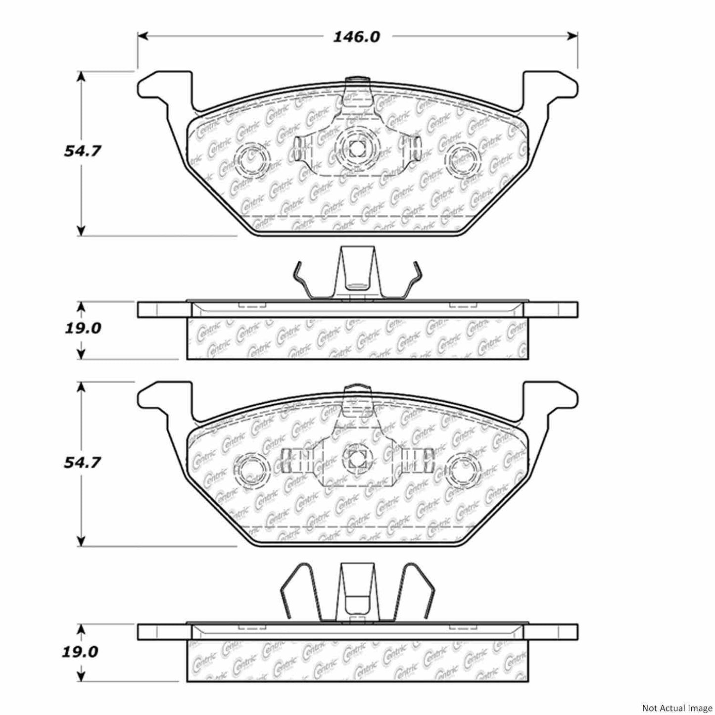 Front View of Front Disc Brake Pad Set CENTRIC 104.07680