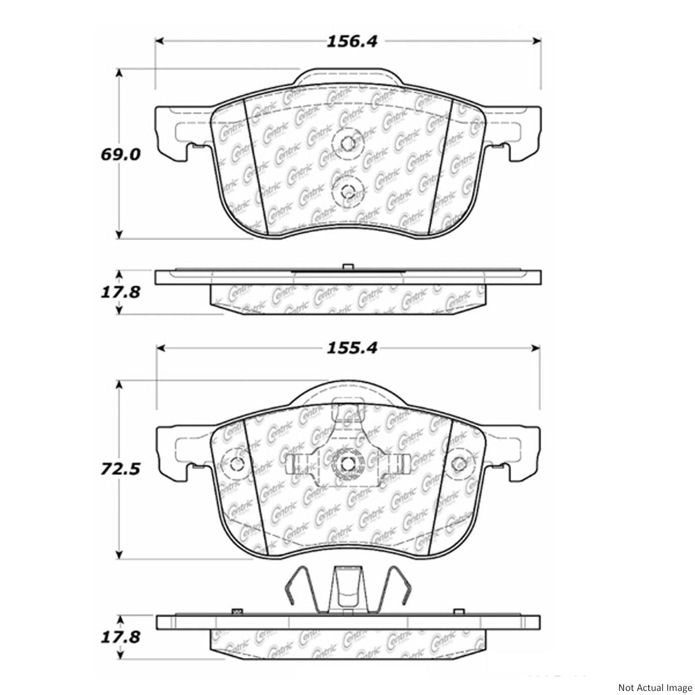 Front View of Front Disc Brake Pad Set CENTRIC 104.07940