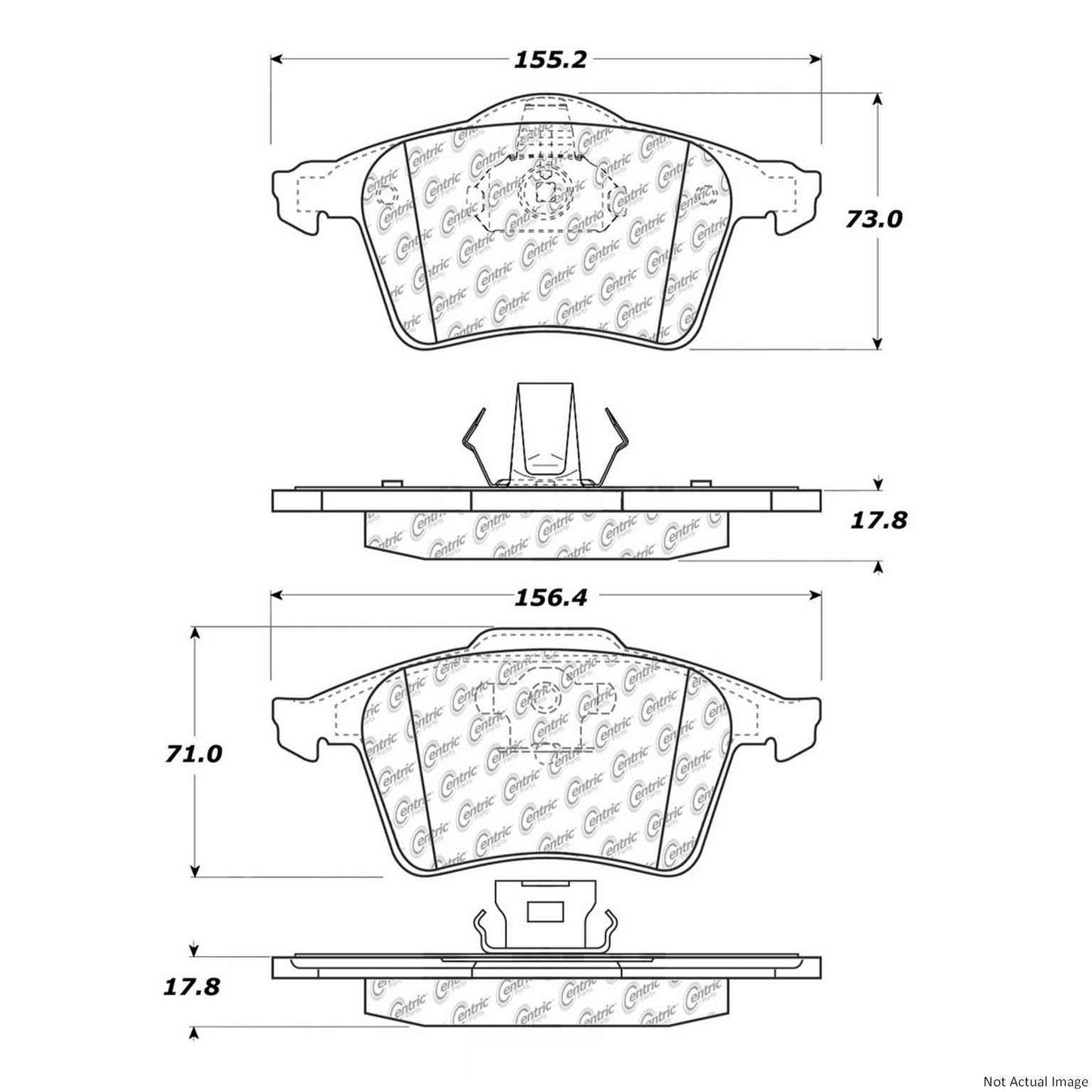 Front View of Front Disc Brake Pad Set CENTRIC 104.09152