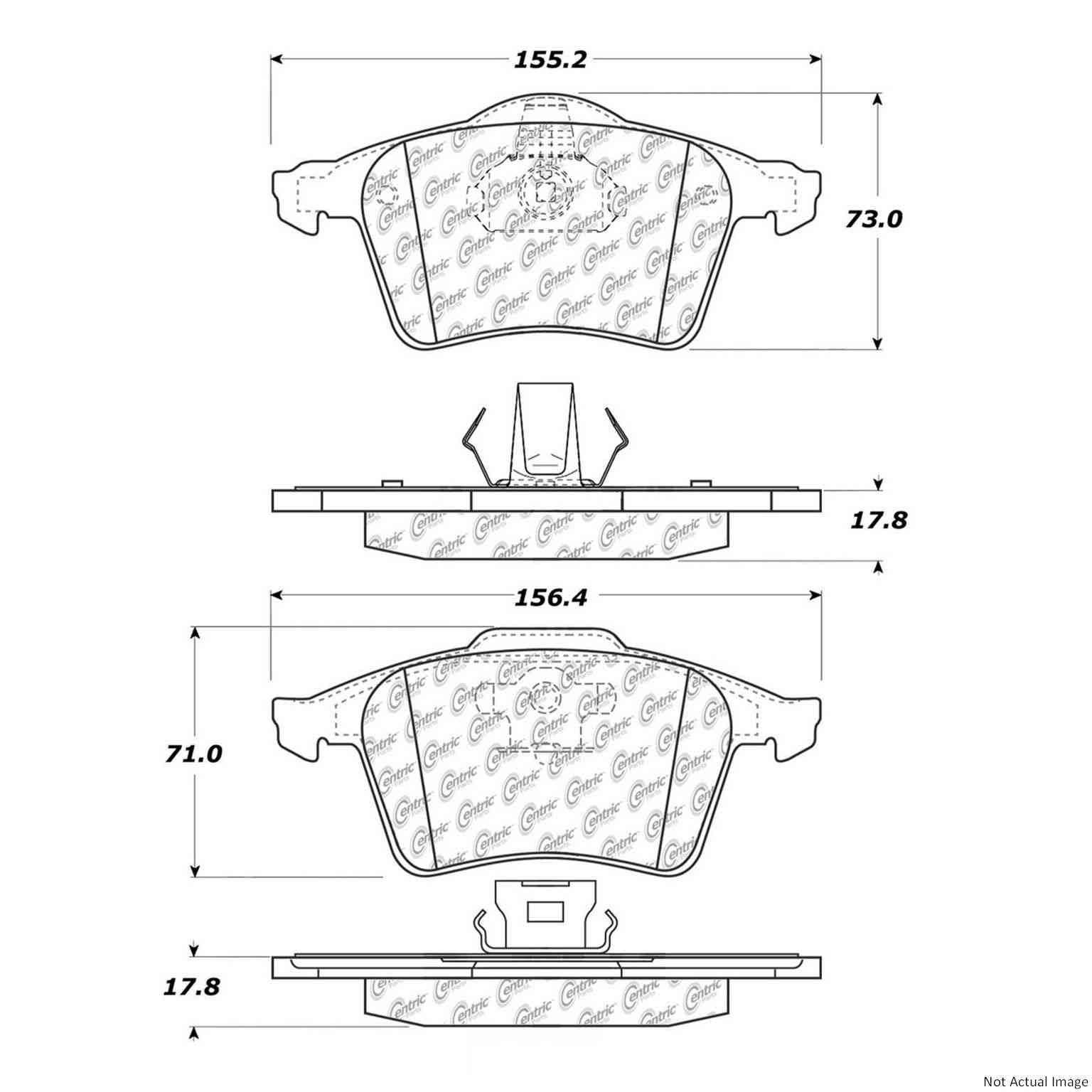 Front View of Front Disc Brake Pad Set CENTRIC 104.09152