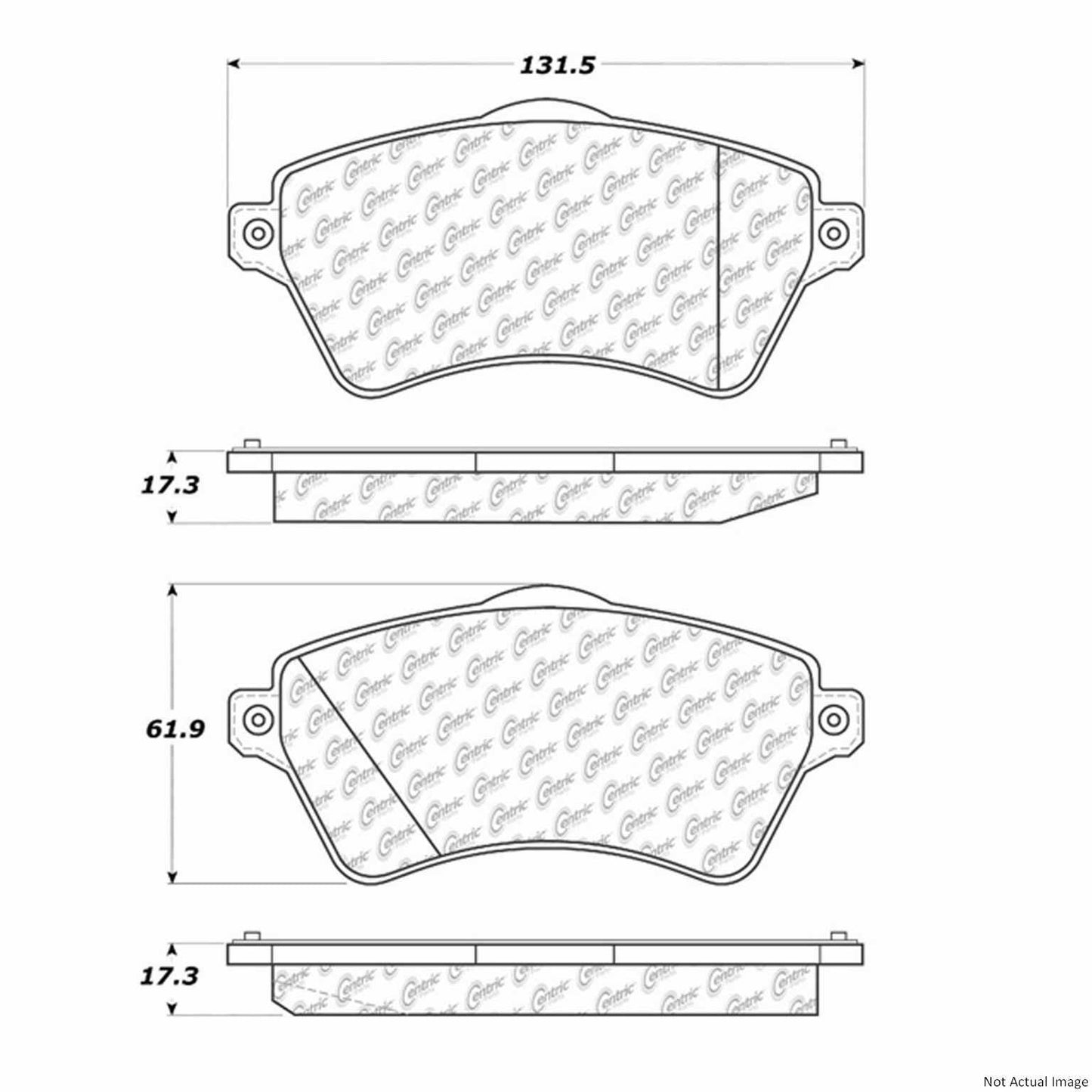 Front View of Front Disc Brake Pad Set CENTRIC 104.09260