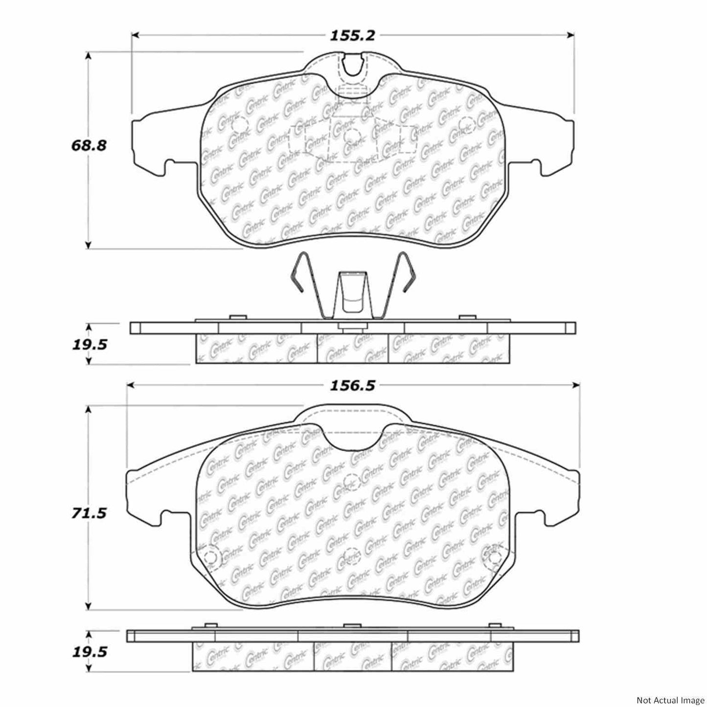 Front View of Front Disc Brake Pad Set CENTRIC 104.09720