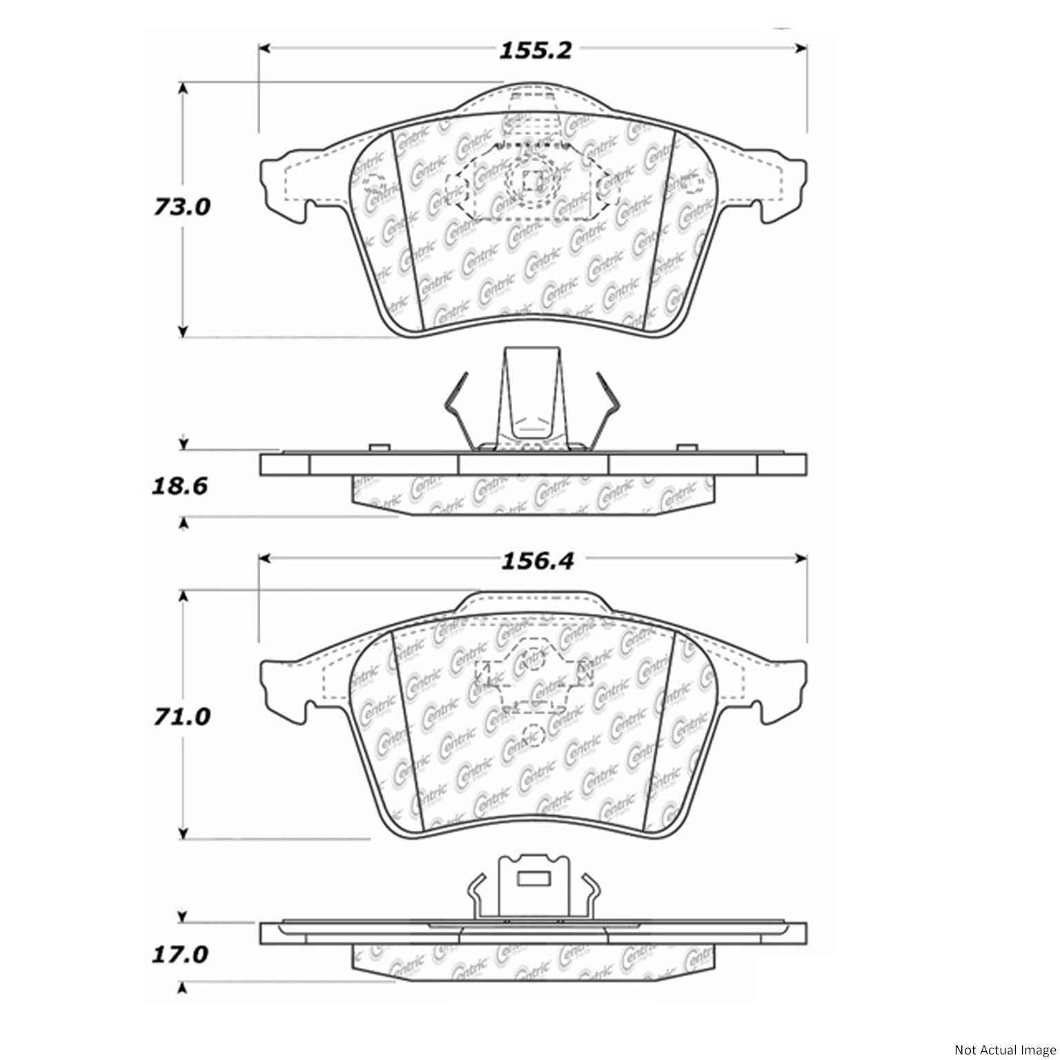 Front View of Front Disc Brake Pad Set CENTRIC 104.09790