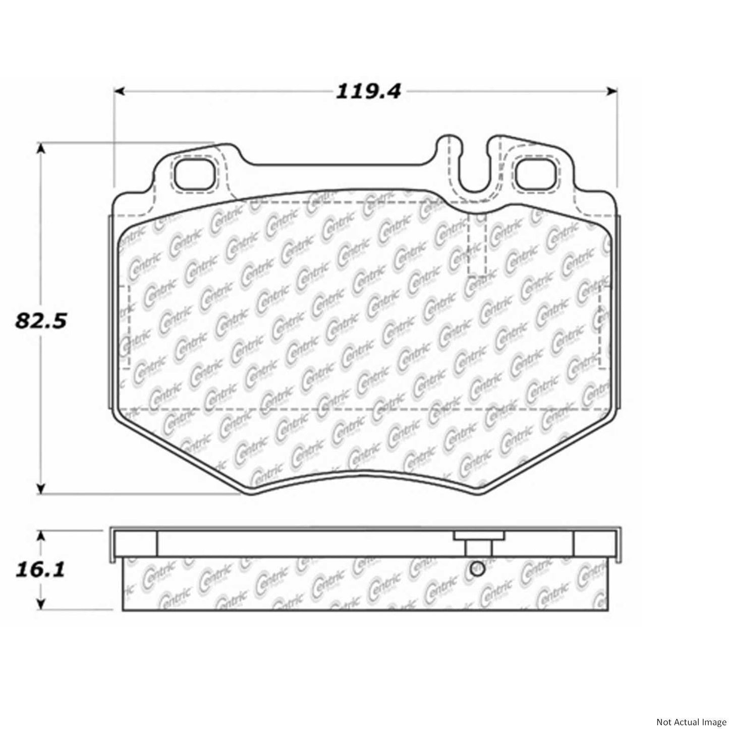 Front View of Front Disc Brake Pad Set CENTRIC 104.09850