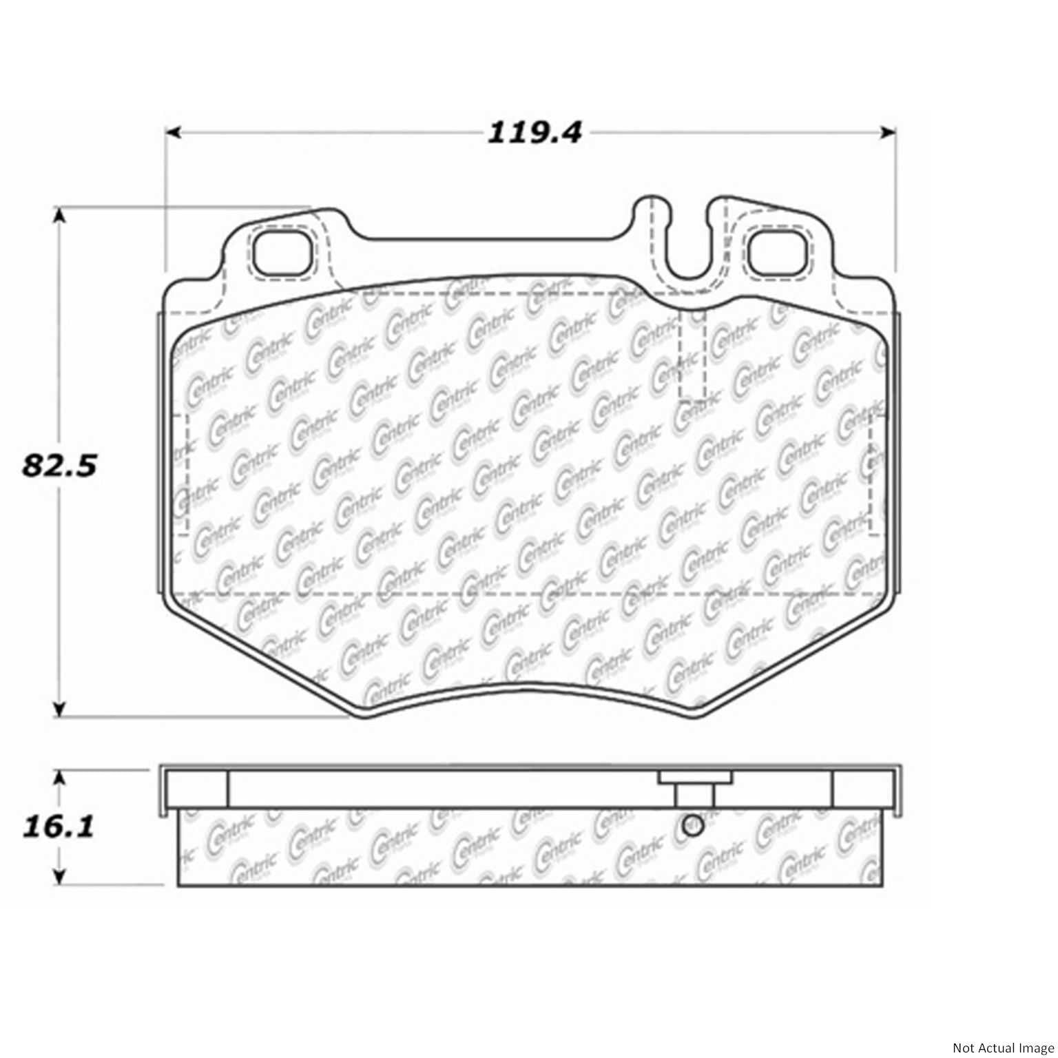 Front View of Front Disc Brake Pad Set CENTRIC 104.09850